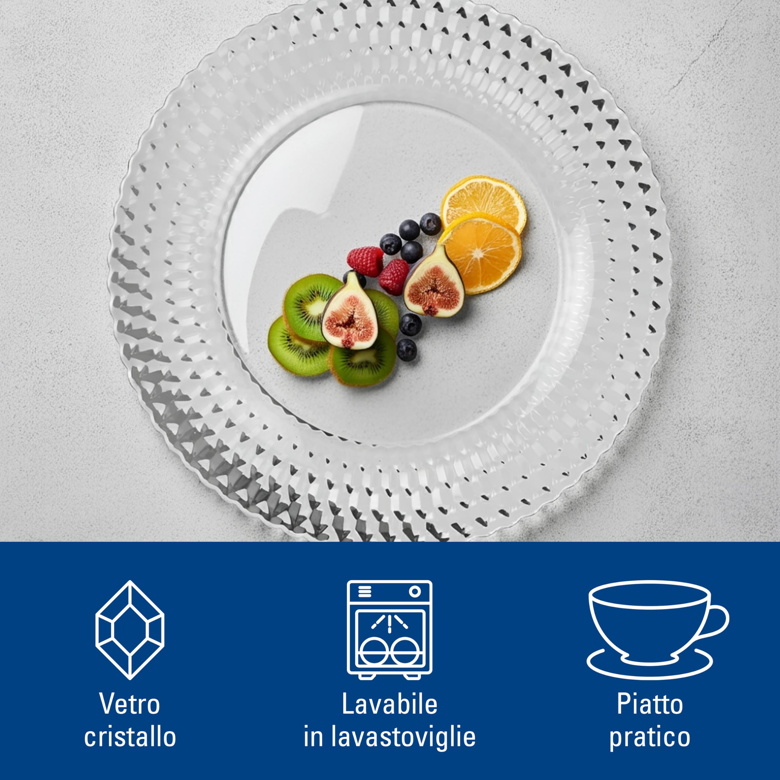 Villeroy & Boch - Boston Piatto Segnaposto Trasparente, Lavabile in Lavastoviglie, Stoviglie, Piatto Ceramica, Cristallo