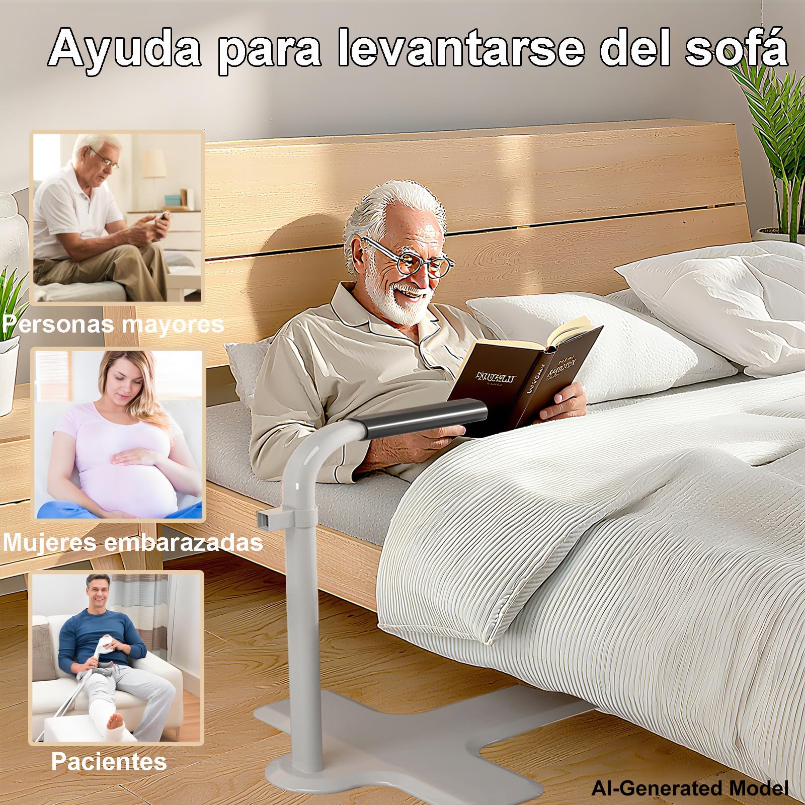 Soporte para sofá, ayuda para levantarse de la silla, con muletas de altura ajustable, ayuda para levantarse de sofá, ayuda de elevación, adecuado para personas mayores, embarazadas y discapacitados