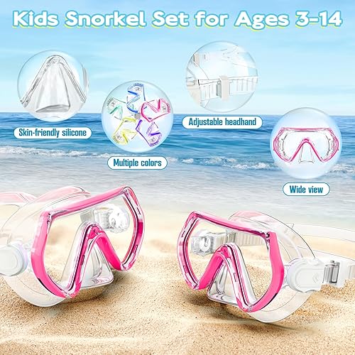 Miniatura 5 de Snorkeling Gear for Kids, Kids Snorkel Set for Ages 3-14, Anti-Fog Diving Mask and Dry Top Snorkel Combo Set, Unisex Swimming Goggles