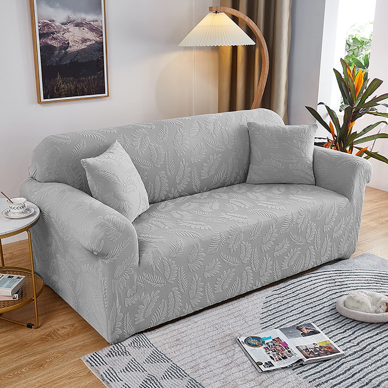 Housse de canapé extensible jacquard élastique pour fauteuil et canapé d'angle en L