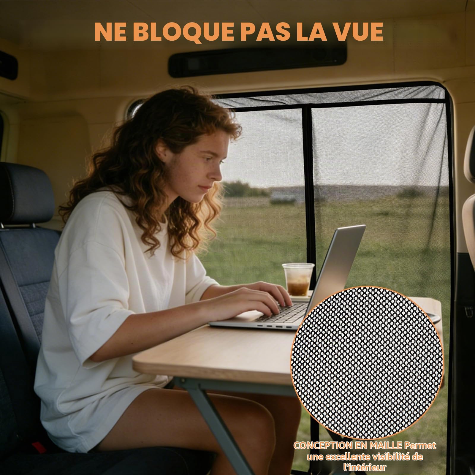 Moustiquaire Magnétique pour VW T5 T6 Porte Coulissante | NIGOOLATA Moustiquaire Van Aménagé Filet Anti-Moustiques et Protection Solaire pour Camping