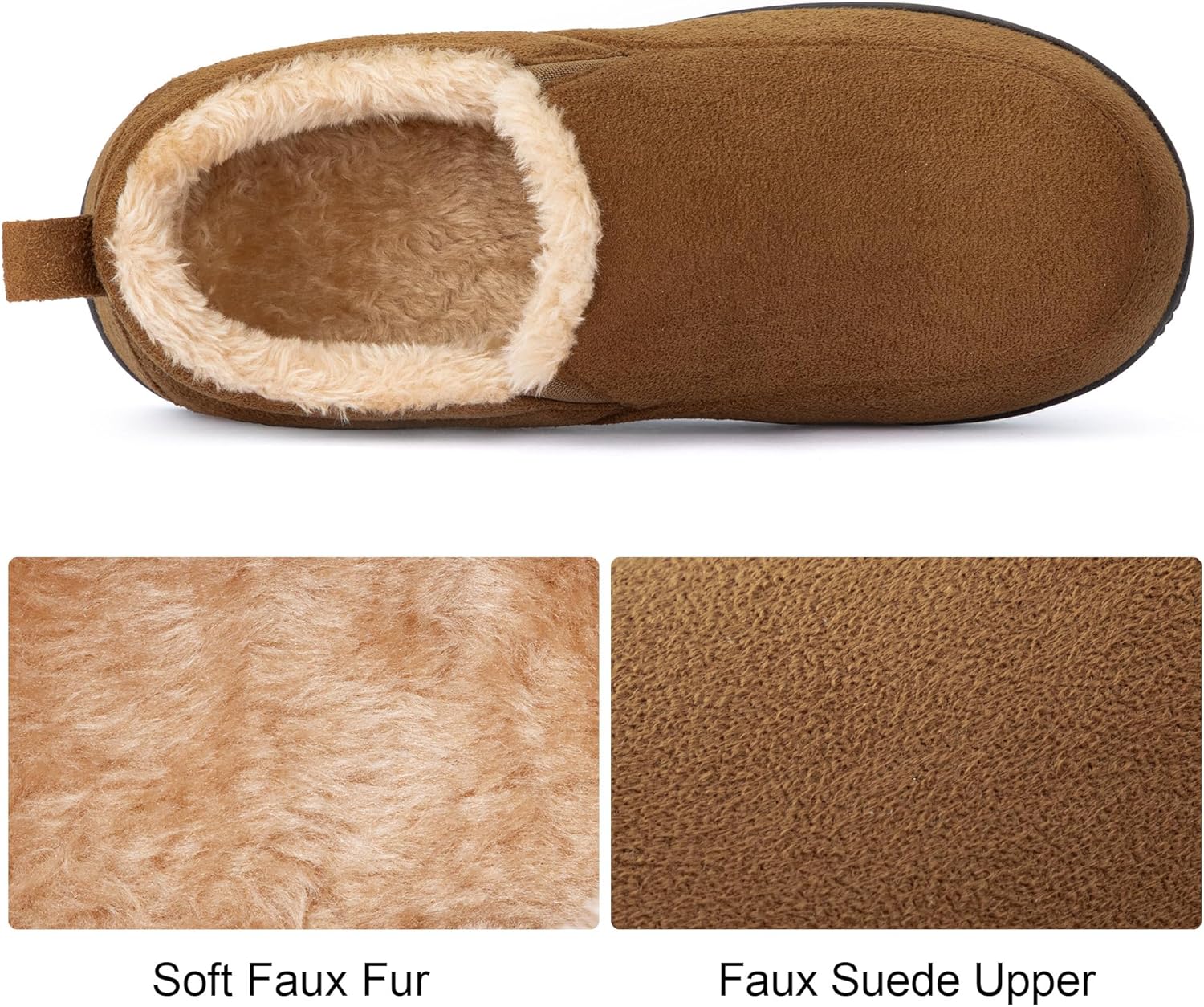 RockDove Men's Closed-Back Memory Foam Slippers with Plush Lining Faux Suede Non-Slip Sole - Image 4