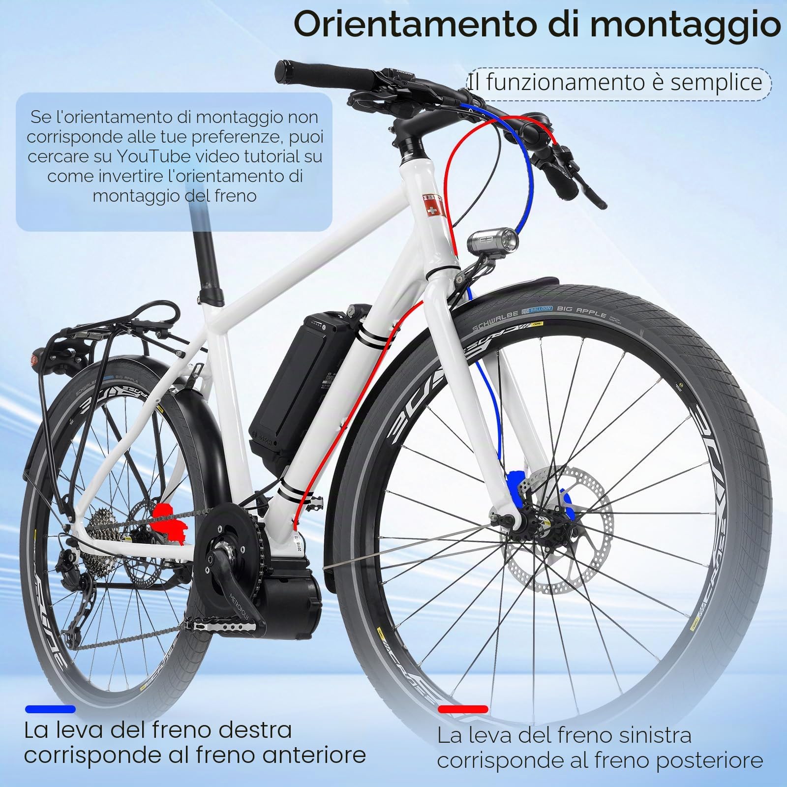 Set di freni a disco idraulici MTB, 2 pistoni anteriori e posteriori, rotore da 160 mm in lega di alluminio, freni idraulici per mountain bike, e-bike e fatbike, nero