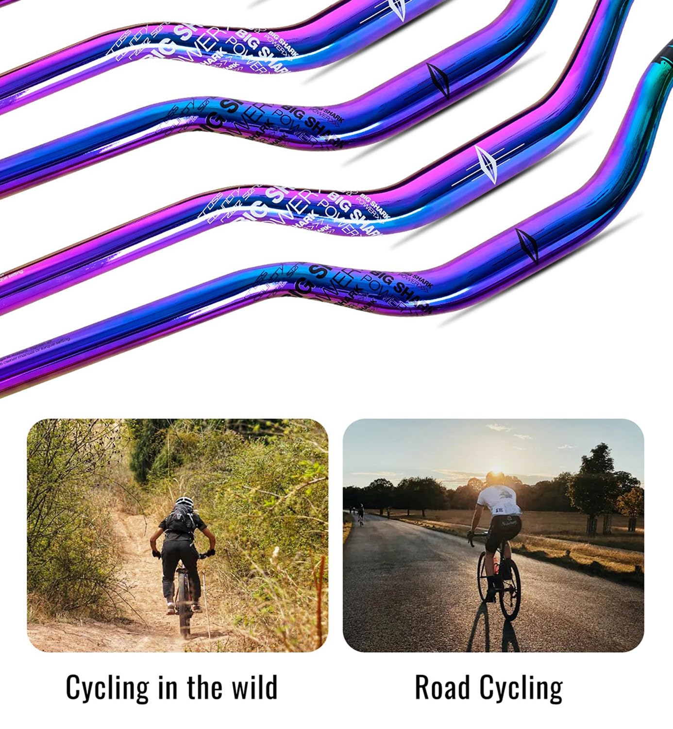 Guidon de VTT surélevé 50 mm en Alliage d'aluminium coloré Arc-en-Ciel AM XC DH Racing Rise 31,8 x 780 mm