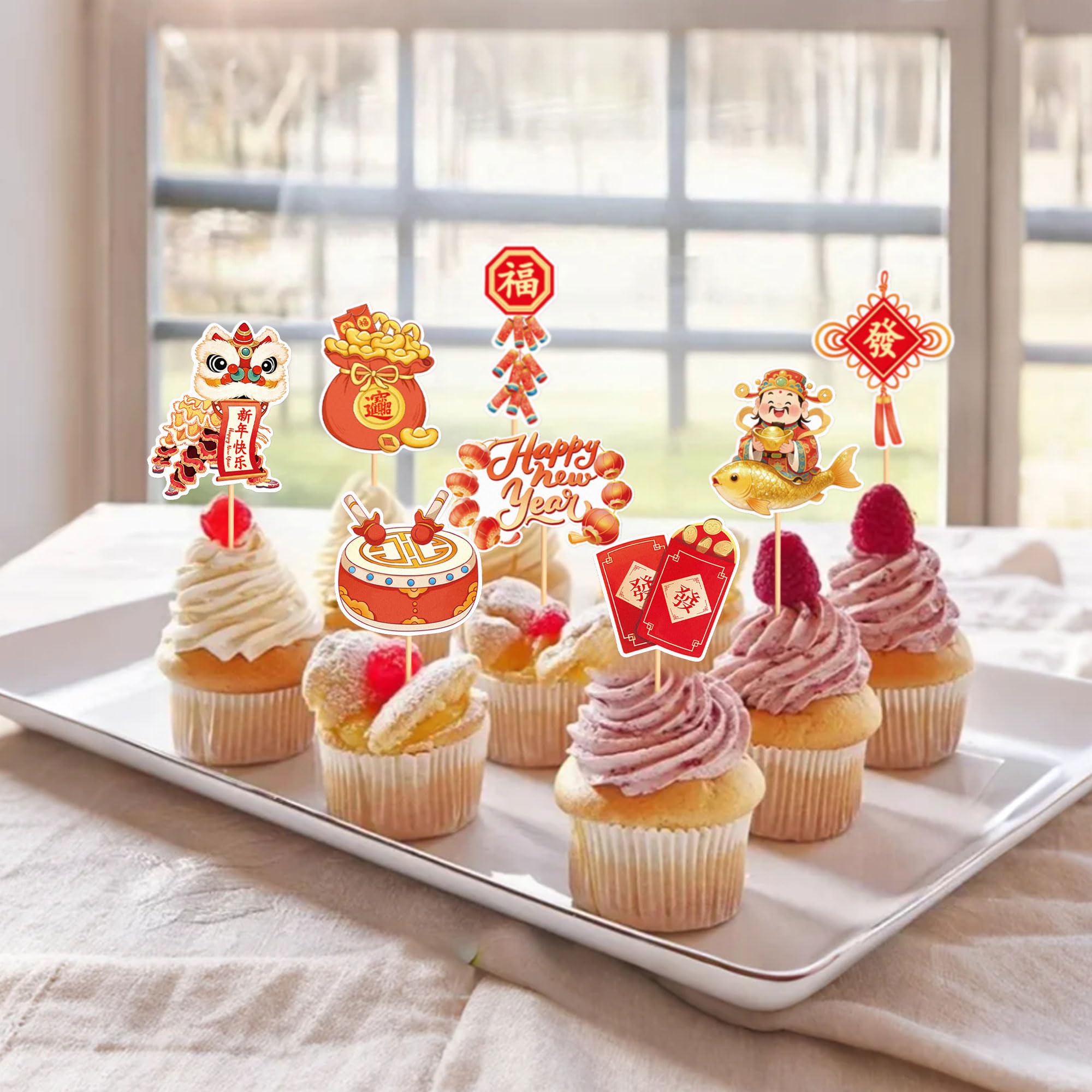 Blumomon 32Pcs Happy New Year Cupcake Toppers 2026 Horse Year Cupcake Toppers Picks 2026 Celebration Party Decorations New Years Eve Holiday Decor Glitter Party Cupcake Decorations - Image 4