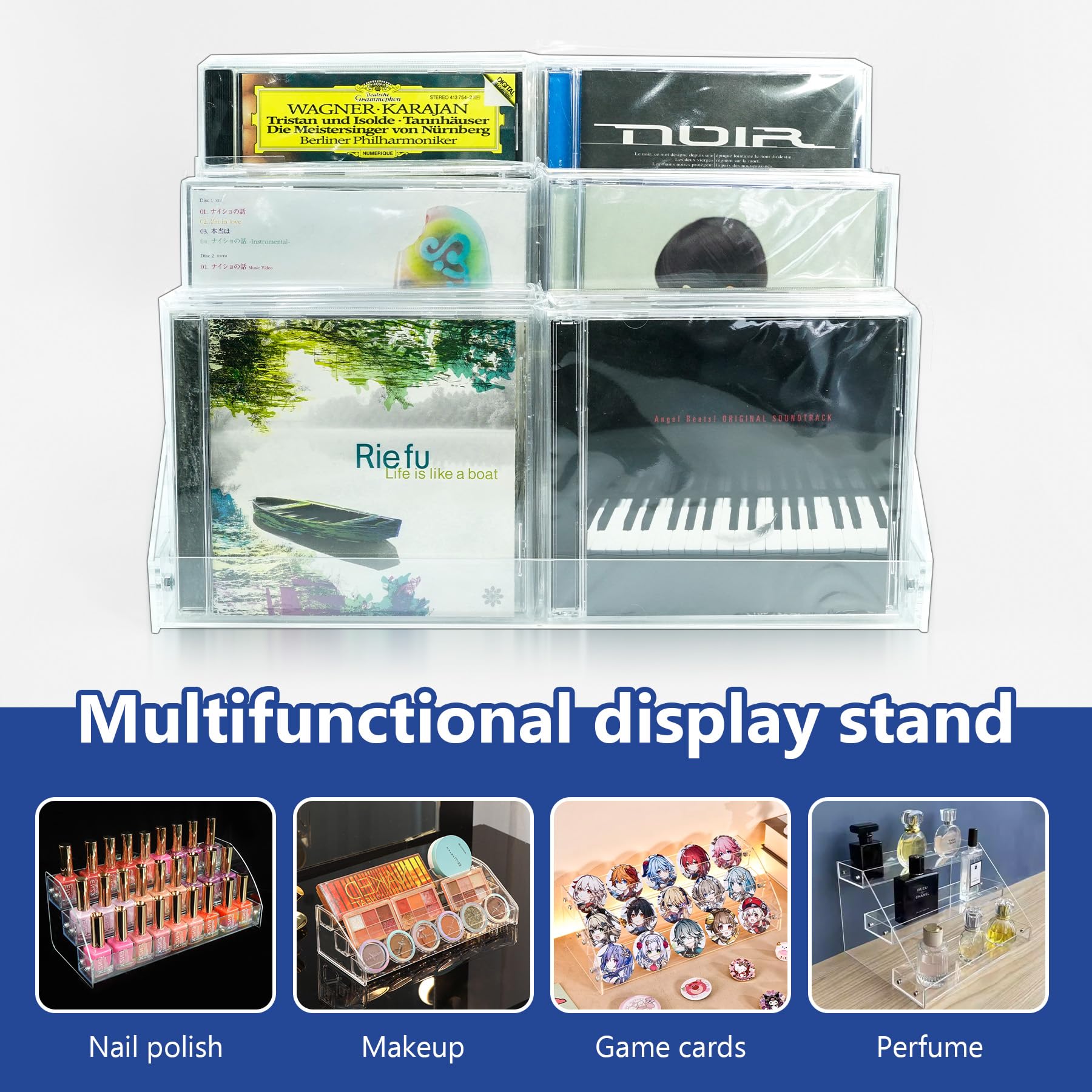 Amazon.co.jp: Philbinden 3段クリアアクリルCDホルダーカスケードCD