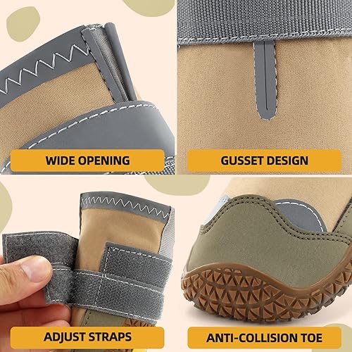 Miniatura 8 de Jzxoiva Zapatos para perros de tamaño mediano, botines impermeables para perros para suelos de madera dura, protector de patas para exteriores con