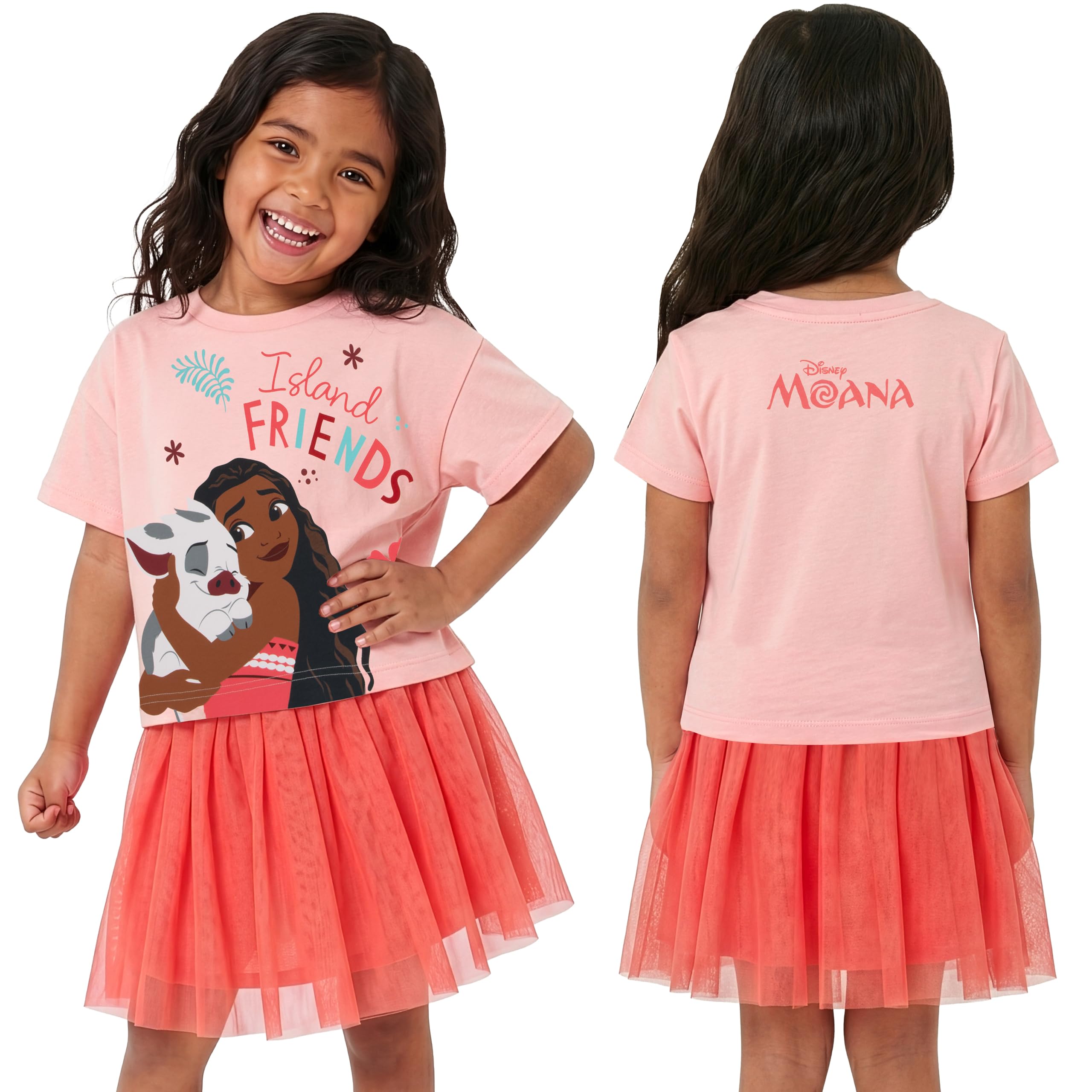 Disney Moana Completo Bambina Con Pua, T Shirt Bambina E Gonna Tutu Per Estate E Tempo Libero