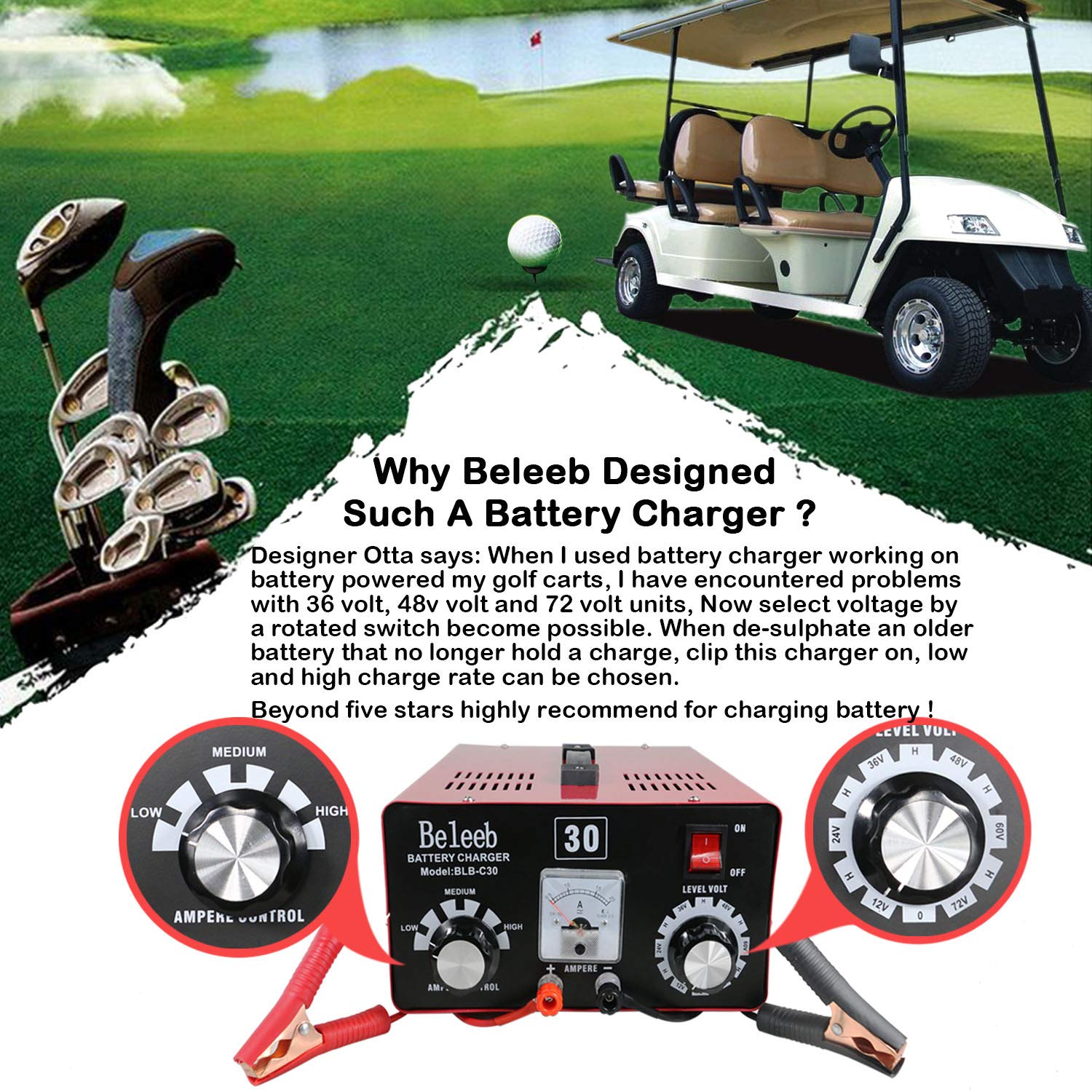 Buy Beleeb Battery Charger Automotive Maintainer 12V 24V 36V 48V 60V