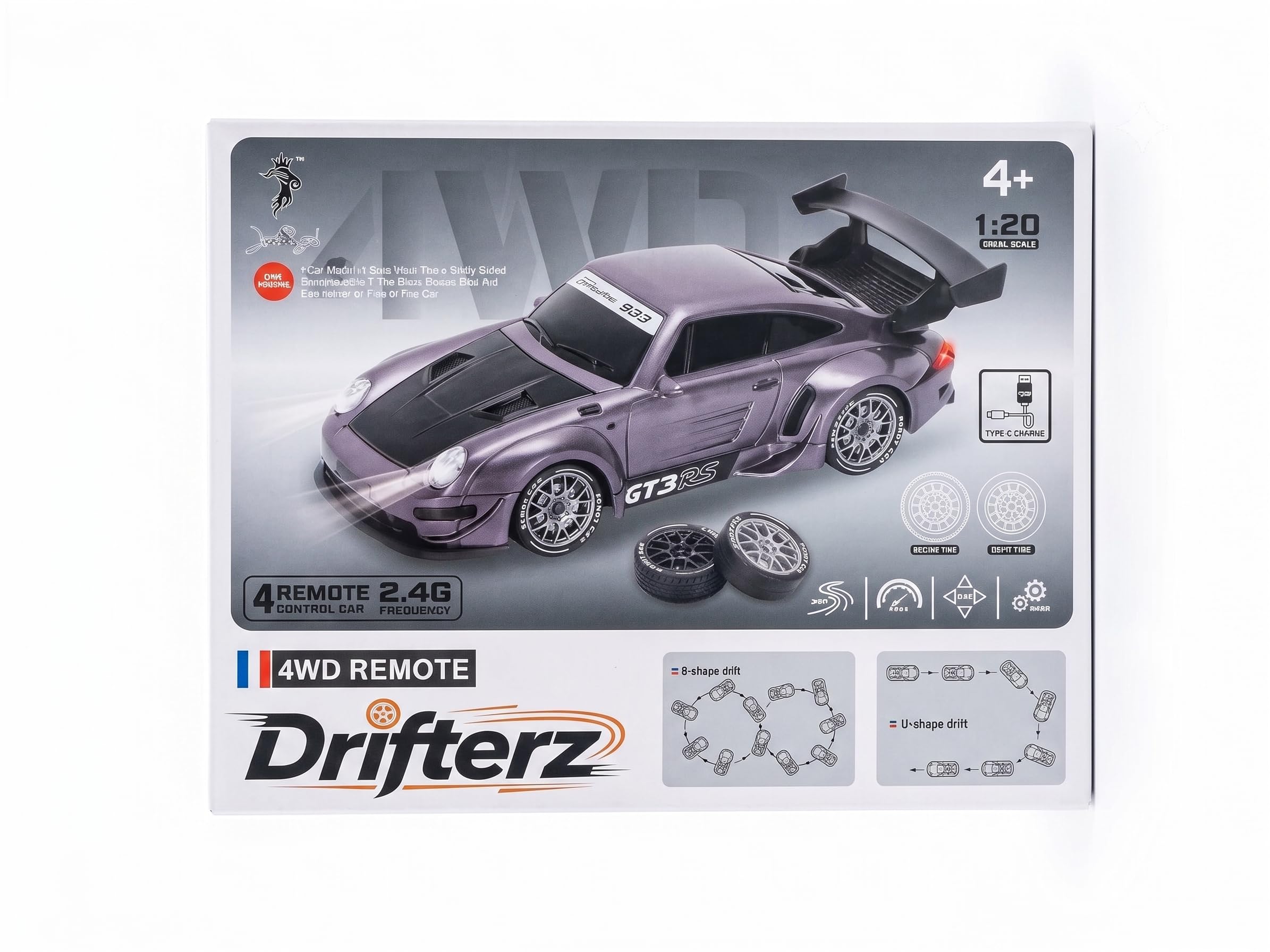 Jack Royal Tokyo Drift Remote Control 1:20 Scale Drift Car | 20Kmph, 2.4Ghz | 4 Wheel Drive Boost Mode with Type -C Charging 2 in 1 App + Remote Re-cahrgeable Drifting Car with LED Head Light — Amazon image 9