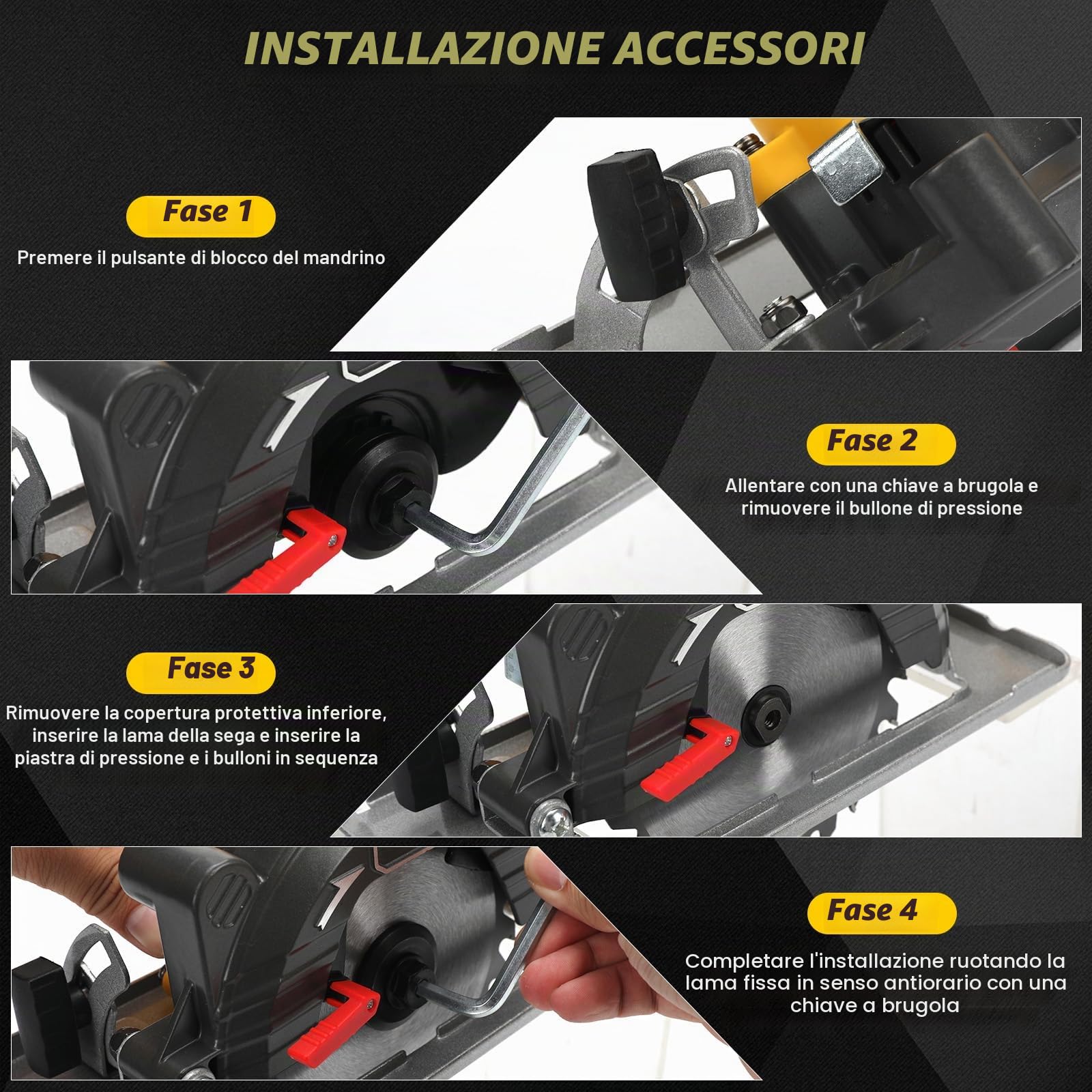 Roadtime Sega circolare a batteria da 5 pollici per DeWalt da 20 V (senza batterie), mini sega circolare professionale con 2 lame, sega per legno e coltello diamantato, ideale per legno, metalli