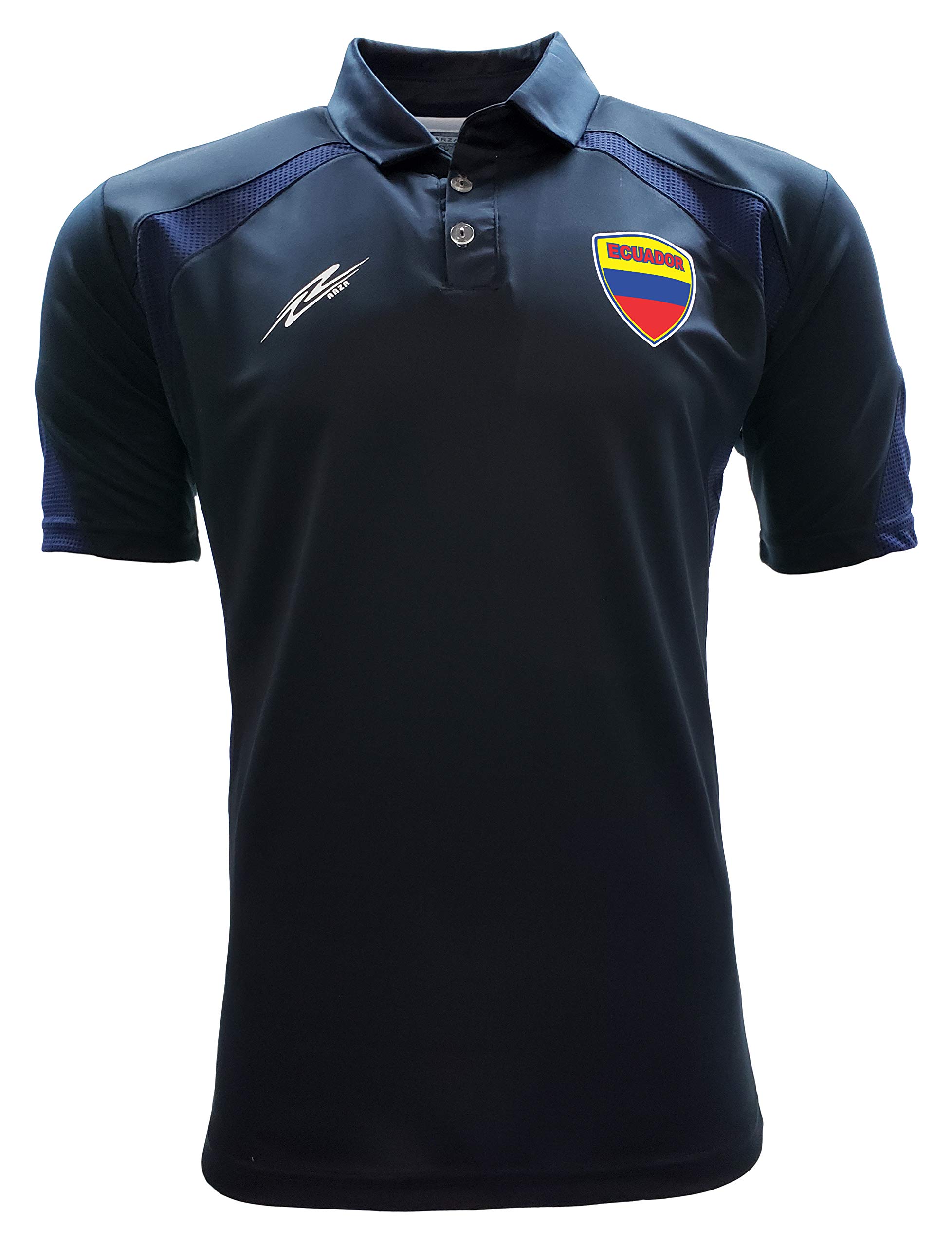 ARZA Ecuador Polo Shirt for Men Color Black/White/Red/Navy (X-Large, Navy)