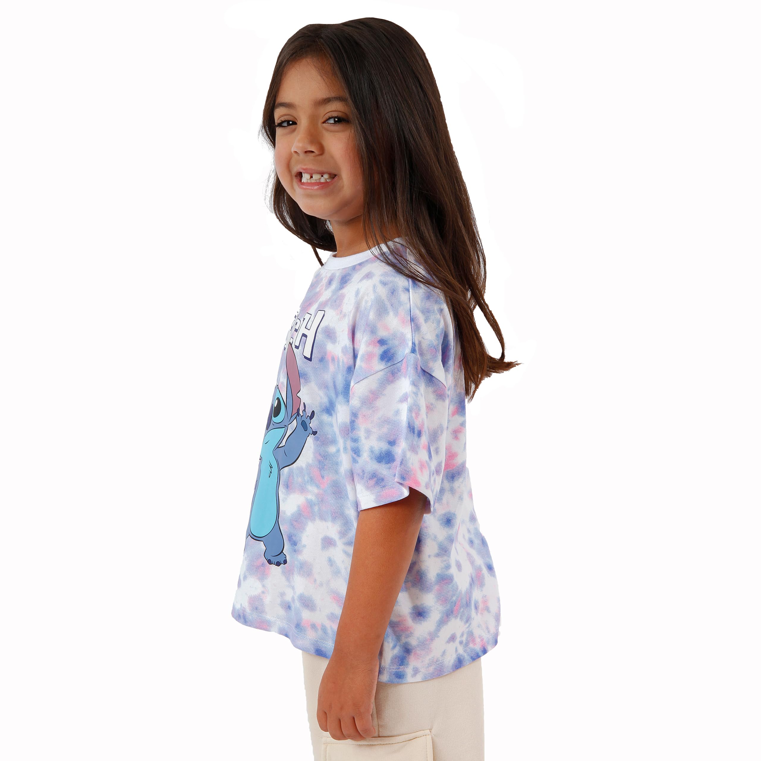 Disney Lilo i Stitch Koszulka | Ubrania w stylu Tie Dye z postacią Stitcha dla dzieci | Oficjalne prezenty Lilo i Stitch dla dziewczynek