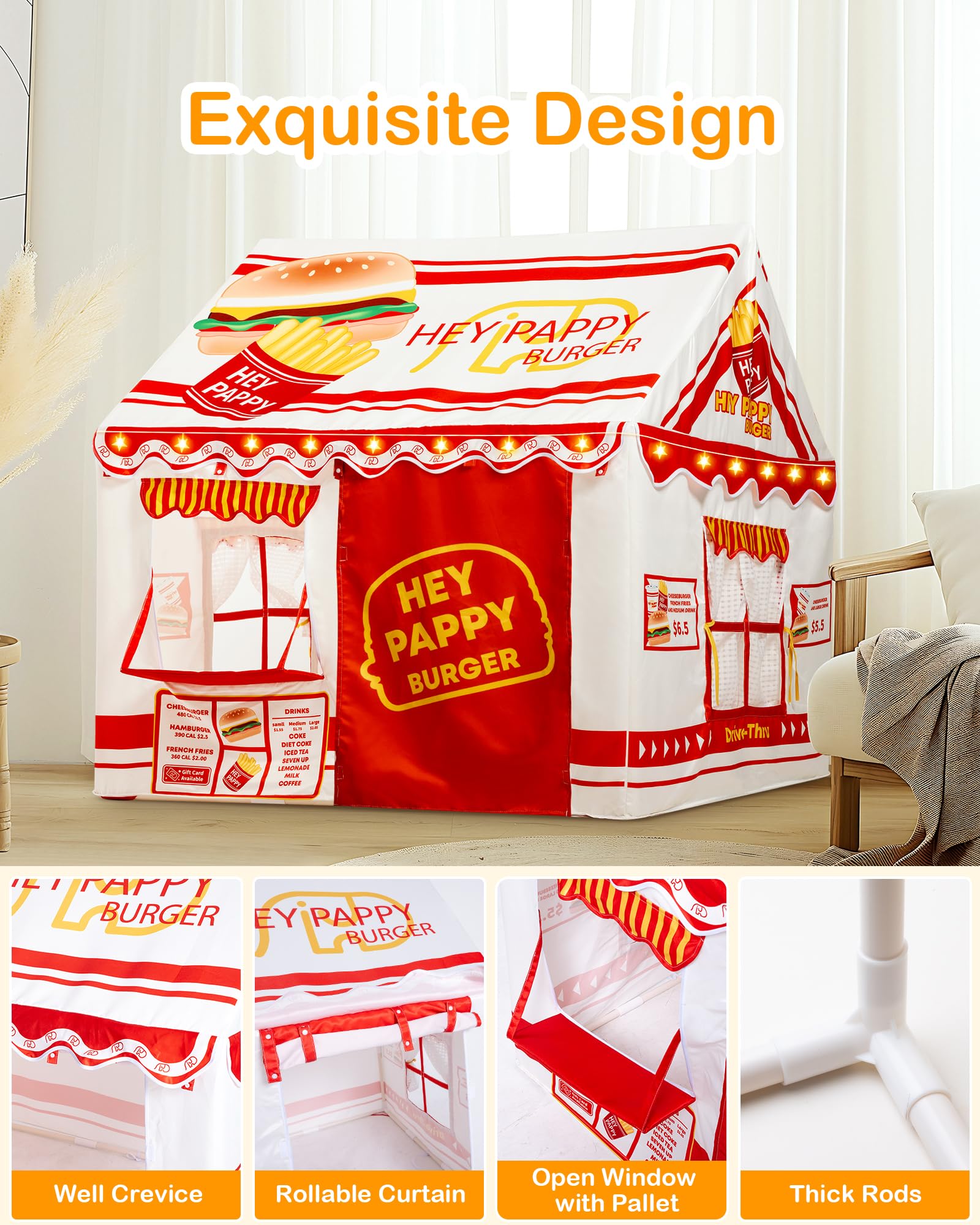 Tienda de Campaña Compacta para Interior y Exterior (123x100x123 cm), Tienda de Ocio con Ventanas para Camping, Jardín
