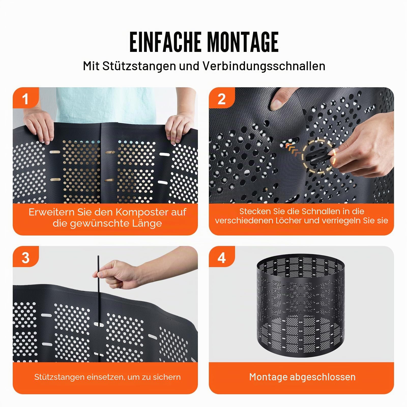 VEVOR Schnellkomposter 1000L Gartenkomposter 90x100cm Thermokomposter HDPE-Kunststoff Kompostierer korrosionsbeständig hitzebeständig Kompostbehälter Kompostierung für Reduzierung des Hausmülls
