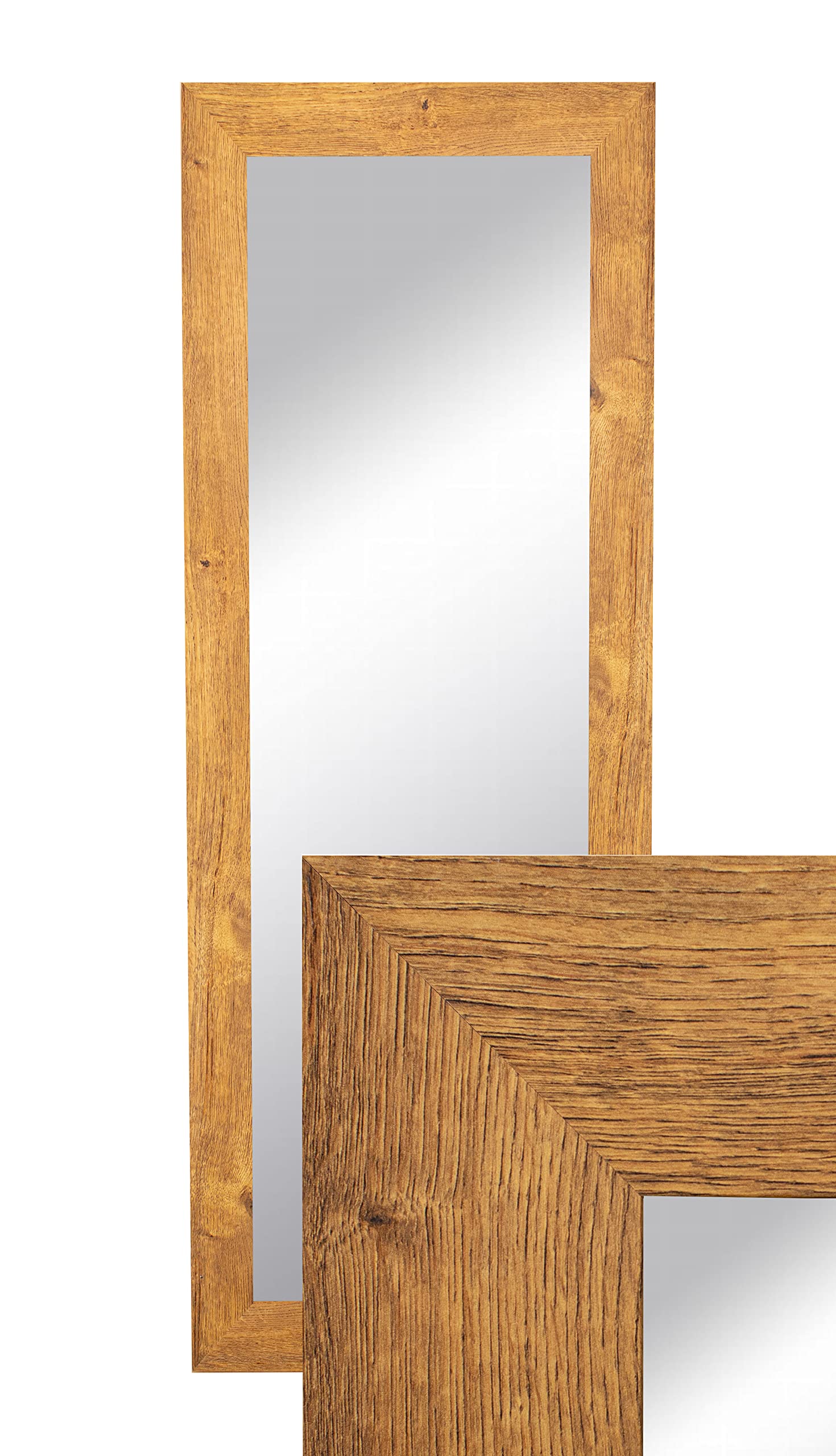 BD ART Espejo de pared decorativo para guardarropa, 120 x 50 cm, roble Waterford