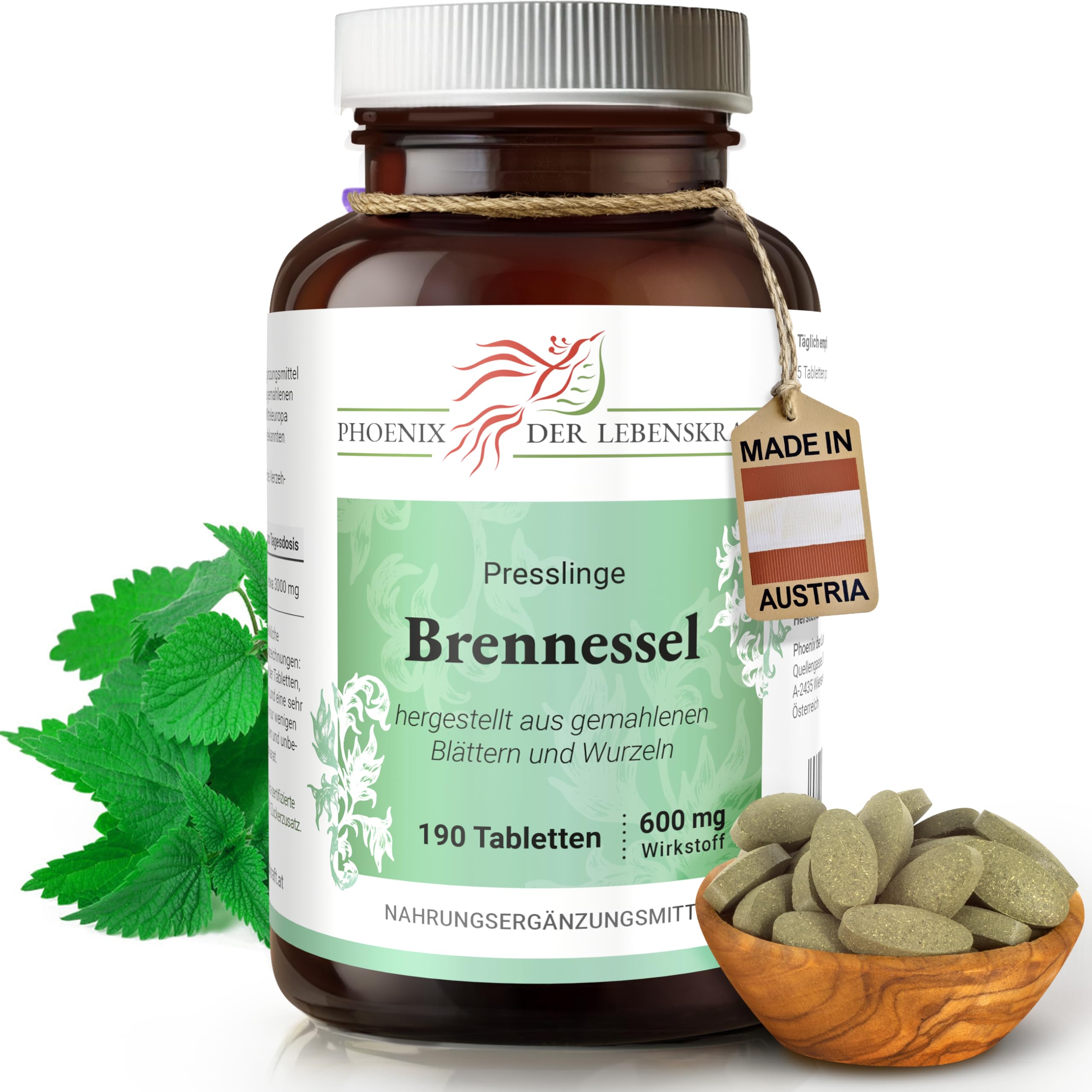 Brennessel Tabletten 600mg | 190 Tabletten Urtica dioica | Tabletten statt Kapseln | Gemeine Nessel, Große Nessel, Grosse Brennnessel