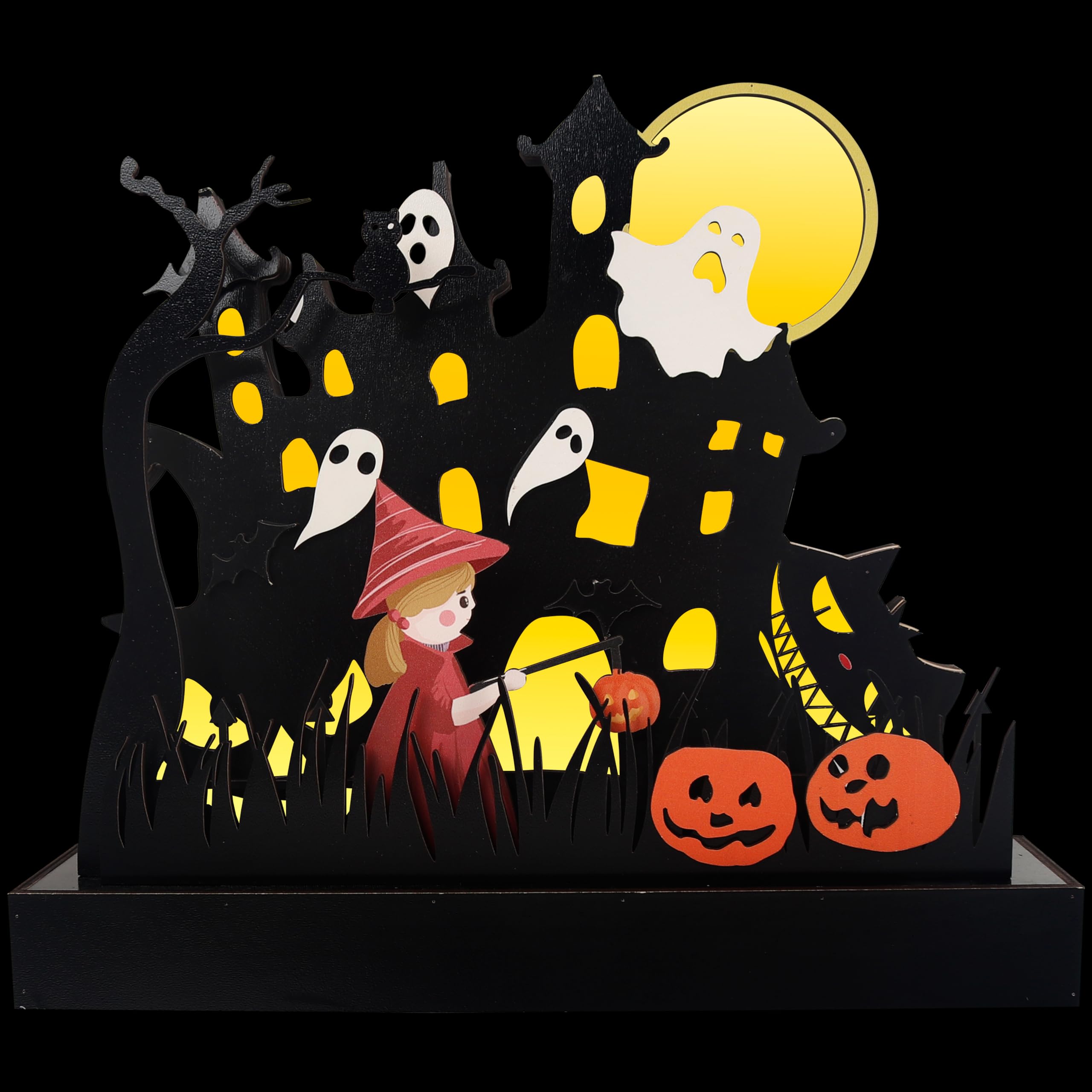JPXHIndoor Halloween Decorations Pumpkin Light Up Tabletop Decor for Home