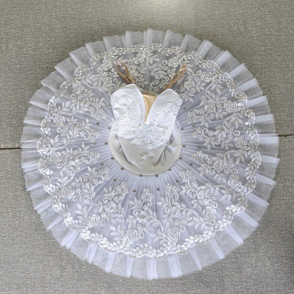 Professionelles Ballett- Für Erwachsene, Damen-ballettkleid, Schwanensee-tanzkostüm, kostüm, Weißes Pailletten-bühnenkleid,