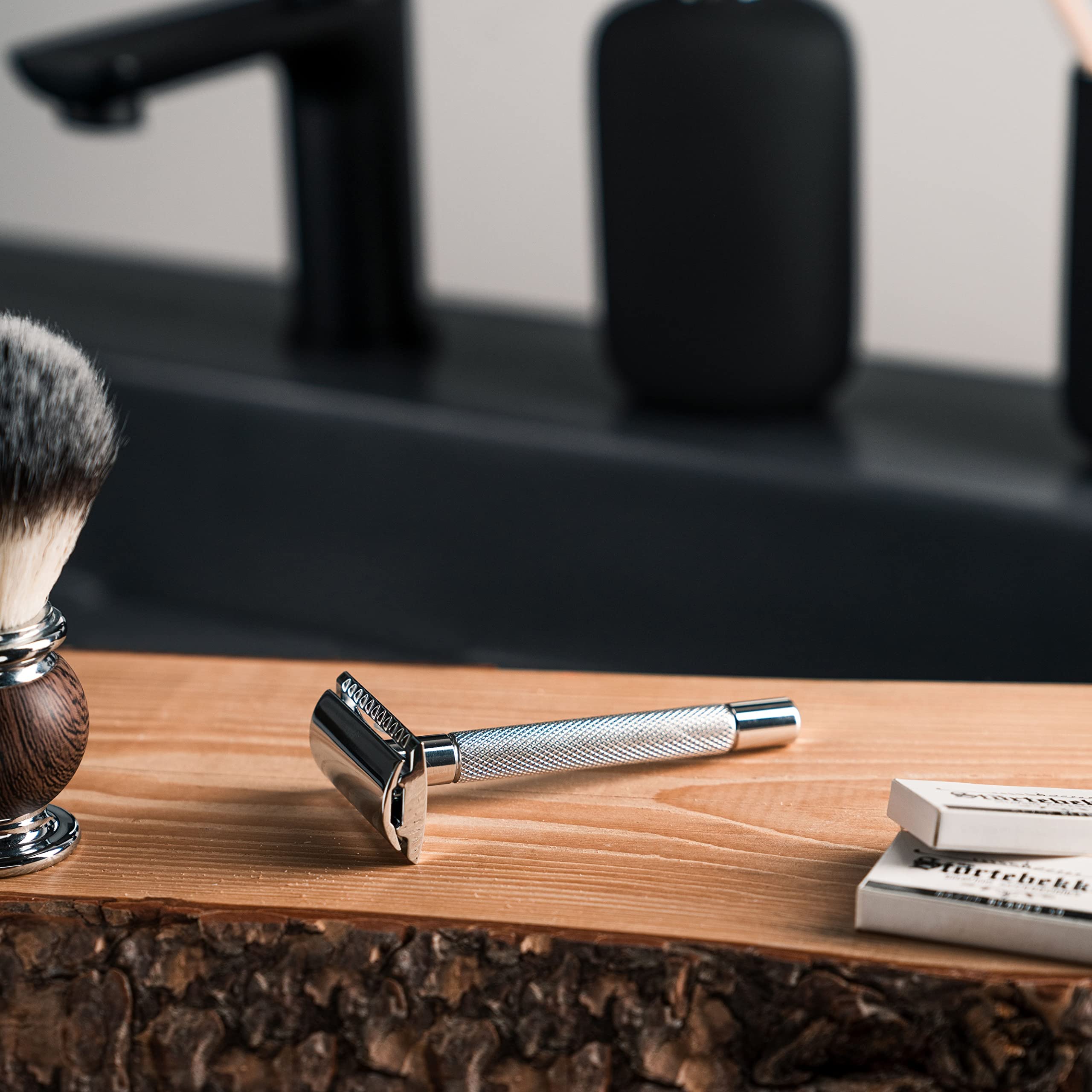 Störtebekker® Premium maszynka do golenia "Solingen" ze stalowym uchwytem – w zestawie z przewodnikiem do golenia [+10 ostrzami Störtebekker] – pomysł na prezent – zestaw do golenia na mokro w jakości