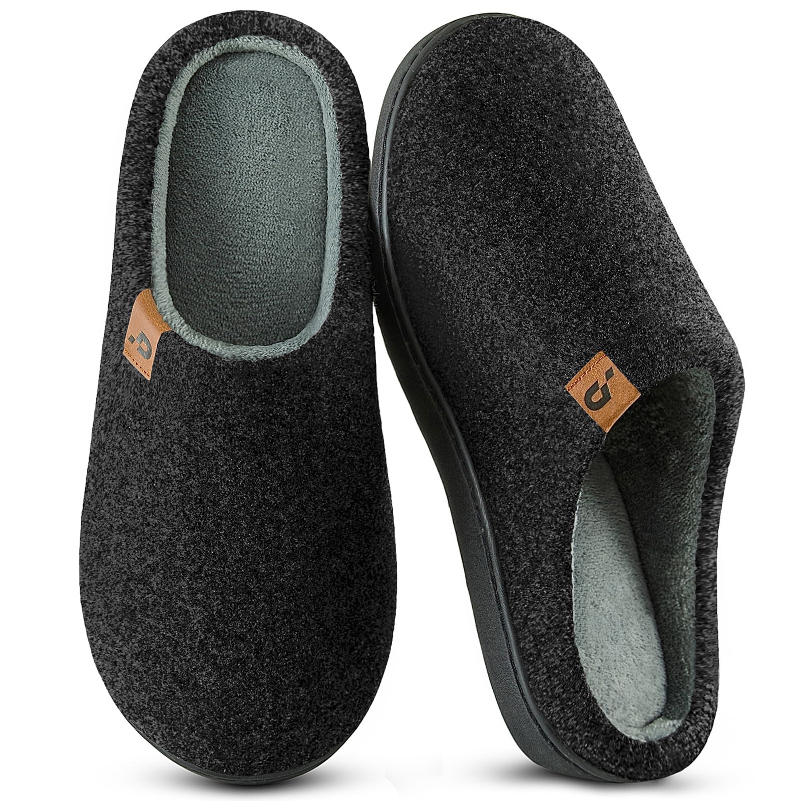 Misolin Hausschuhe Herren Warme Winter Slip-on Pantoffeln mit Memory-Schaum | Filz-Obermaterial, Weite Passform, Weiches Sherpa Futter, Rutschfeste Maschinenwaschbar, Drinnen&Draußen, Ideal als Geschenk