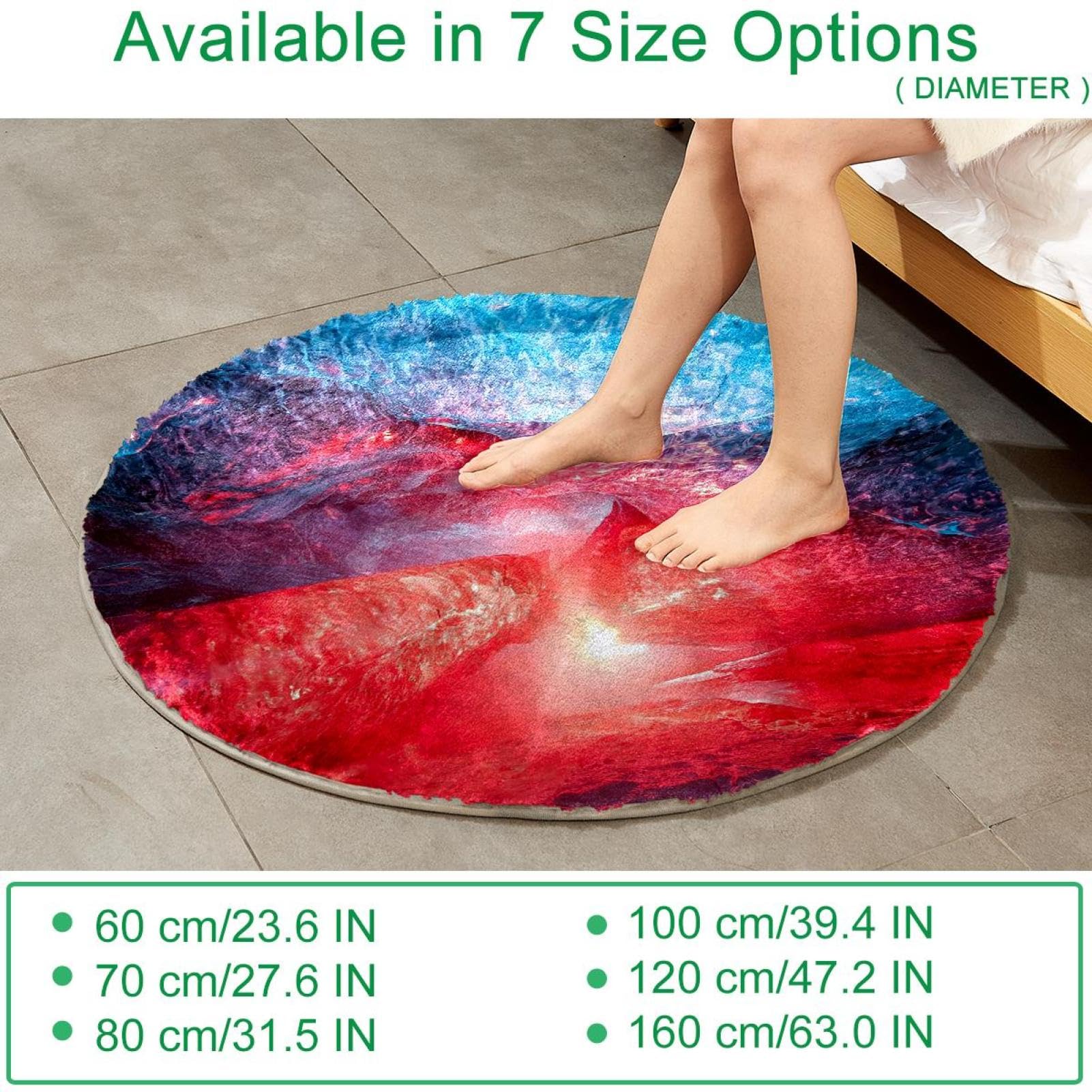 Alfombra suave y esponjosa de 80 cm para sala de estar, dormitorio, alfombra antideslizante natural, alfombra lavable para dormitorio, área de juegos, habitación de los niños, decoración