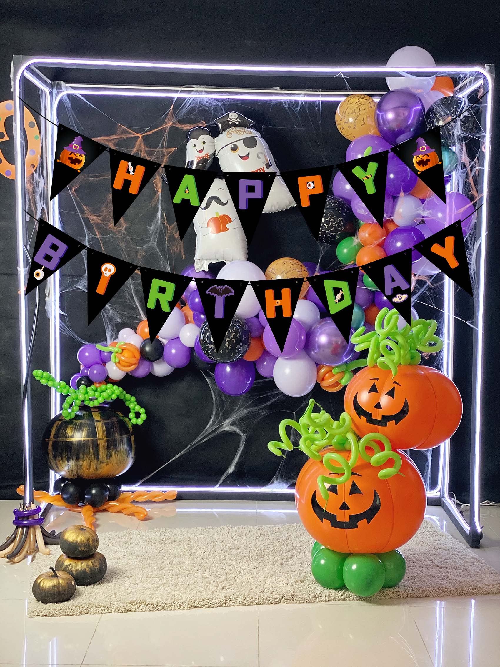Halloween-Geburtstagsdekoration Für Jungen – „The Spooky One“ Set Mit Hut, Banner & Kuchenaufsatz In Blau-orange
