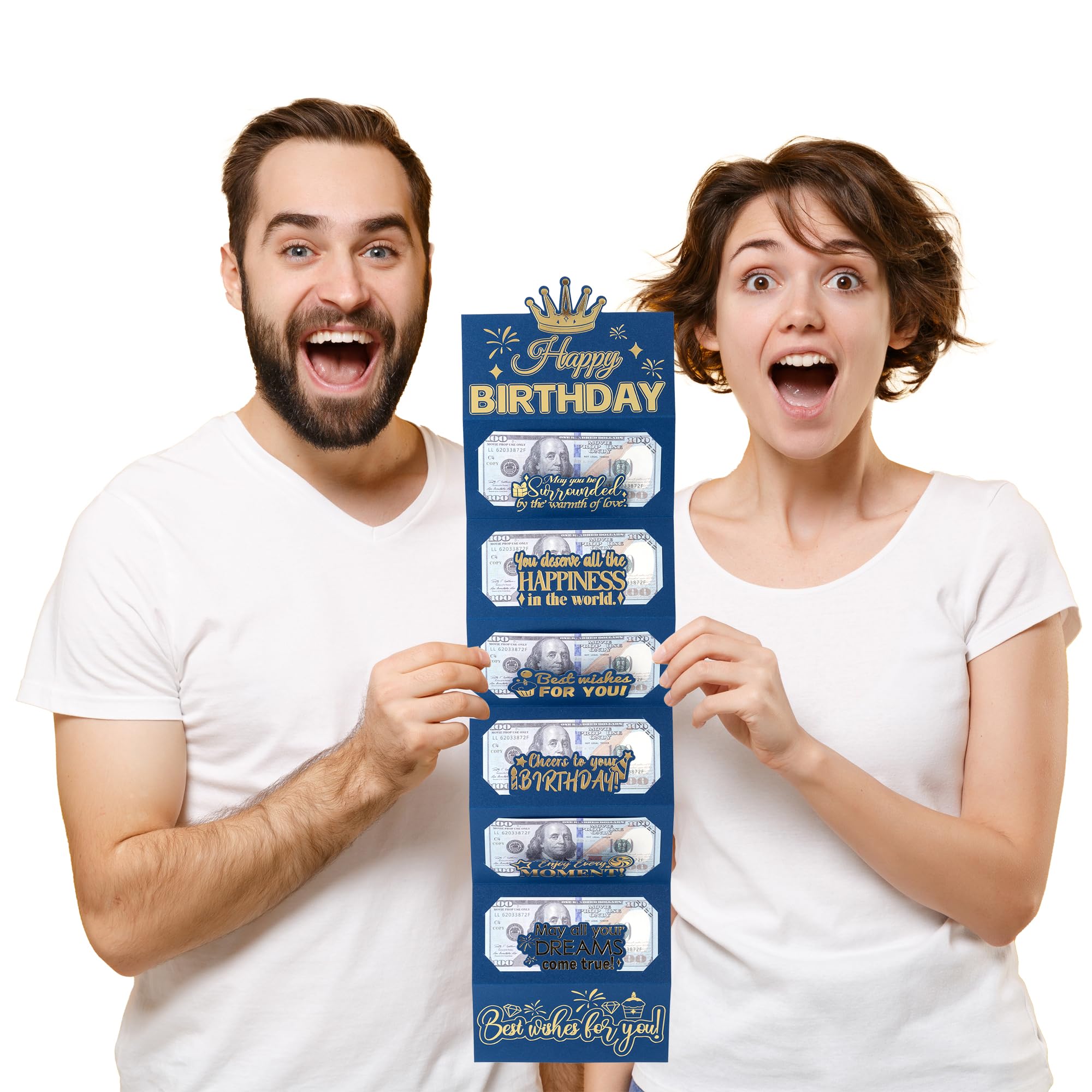 2 Enveloppes Cadeau Anniversaire Pliantes Pour Argent - Porte-monnaie Surprise Avec Message Doré - 10