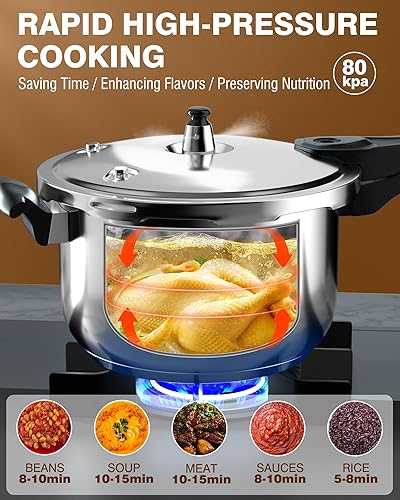 Miniatura 2 de WantJoin Olla a presión, olla a presión de acero inoxidable de 11 cuartos de galón, utensilios de cocina compatibles con inducción con dispositivos