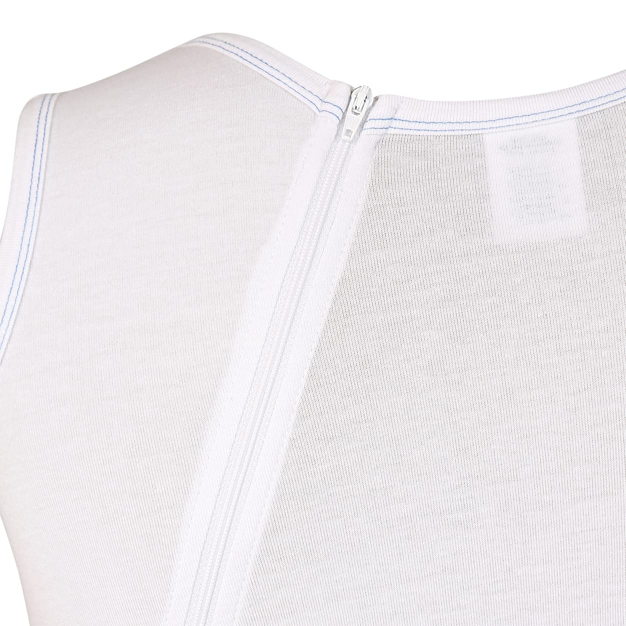 Body Sanitario con Zip Posteriore, Bianco, Maniche Corte, per Assistenza e Cura