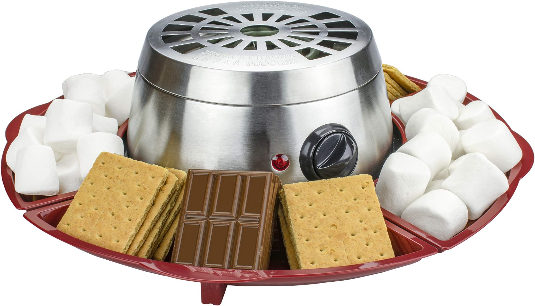 Indoor Electric Stainless Steel S’mores Maker with 4 Trays and 4 Roasting Forks