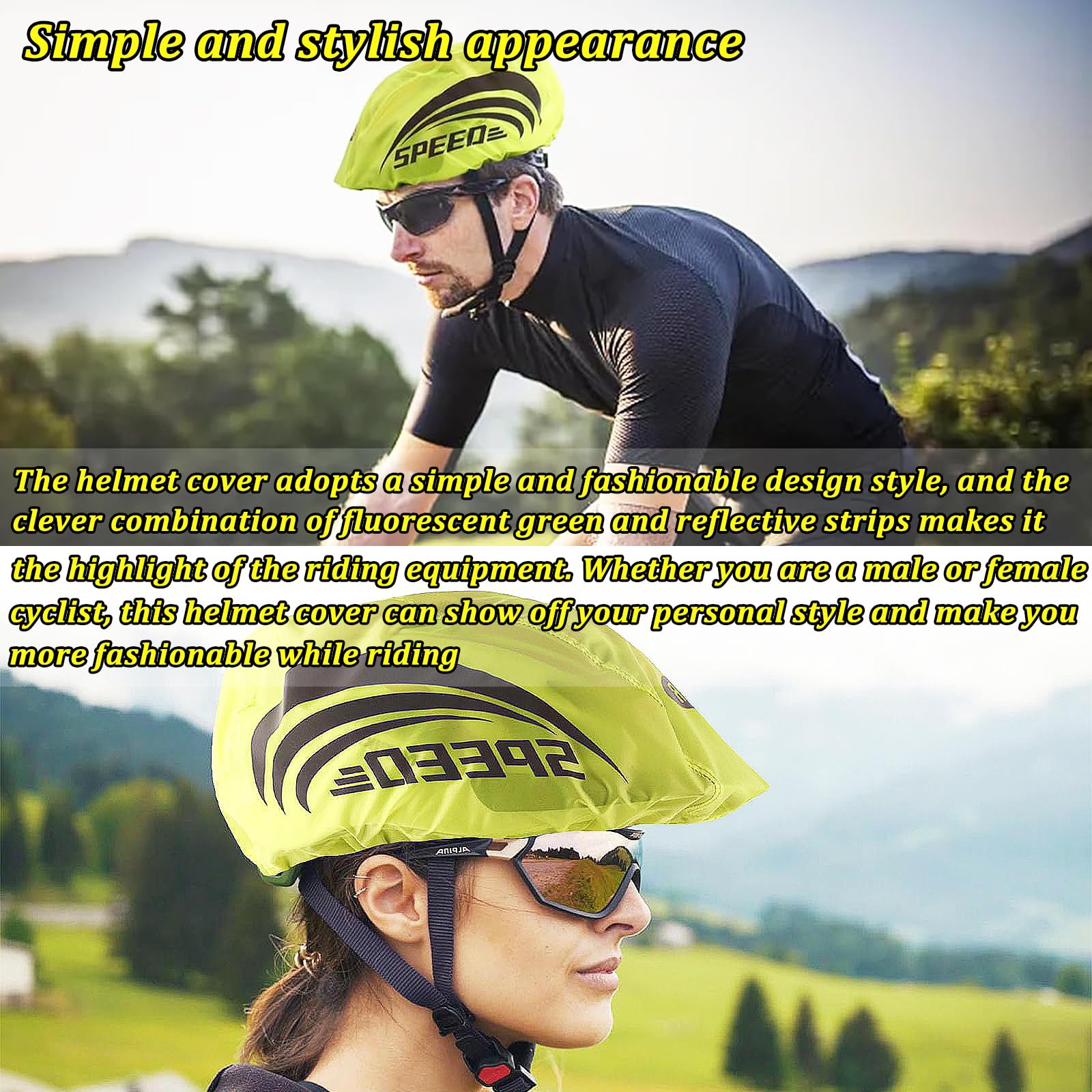 Begpoee – 2 Housses De Pluie Pour Casque Universelles – Vert Fluo Réfléchissant – Vélo, Skate, Ski – Tour De Tête 80 Cm