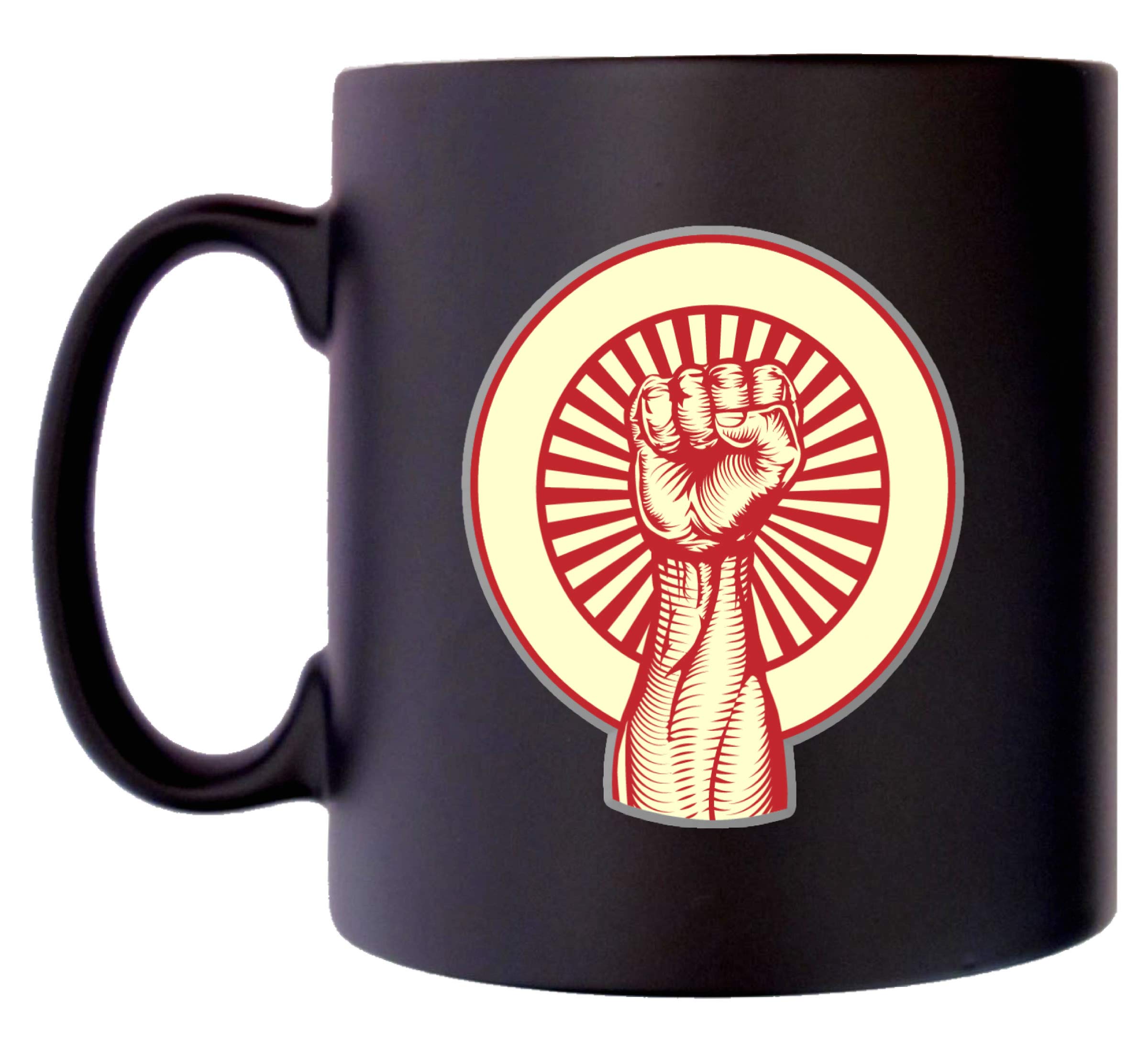 Klassek Communist Revolutionary Fist USSR Russian Emblem Socialist Political Mug Coffee Tea 10oz Black Satin Gift Present