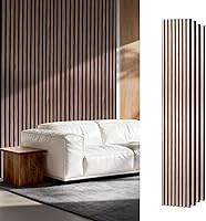 Vista 12 de Paneles de pared de listones de madera acústica, paneles insonorizados de roble blanco para decoración de paredes interiores, diseño moderno, 94 x