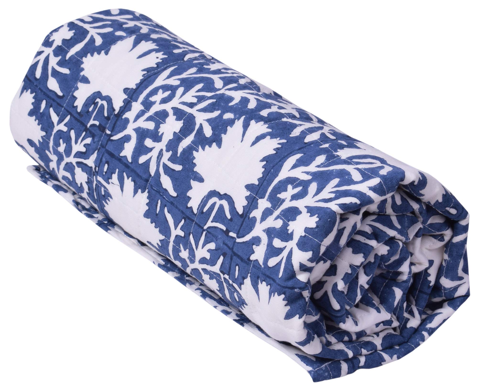 MK HANDICRAFTPure and Soft Cotton Printed Quilt for Babies (Blue)