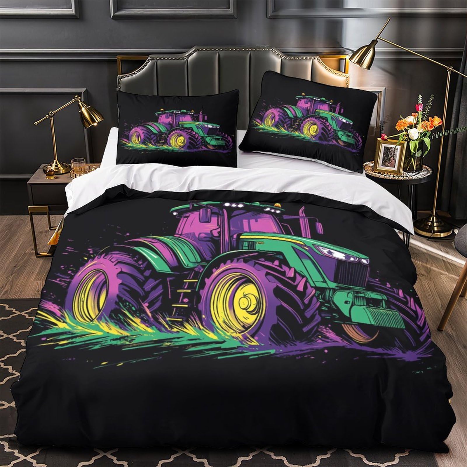 Housse de couette tracteur 3D sans repassage pour simplifier l'entretien du lit enfant
