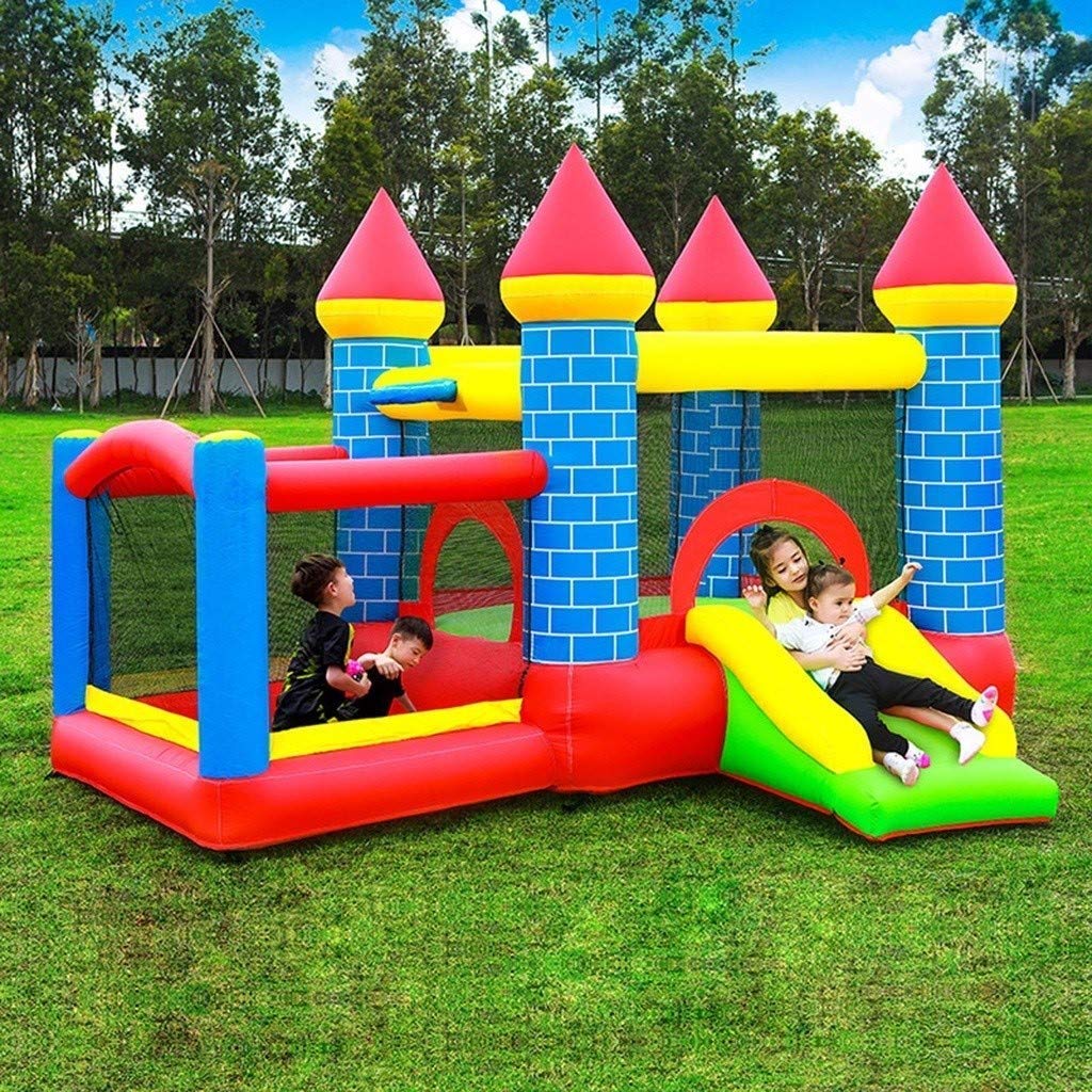 Castillo Hinchable, Castillo Inflable, Trampolín Cuadrado De Jardín Infancia Interior Y Exterior Pequeño Regalo Juguete for Niños,Azul