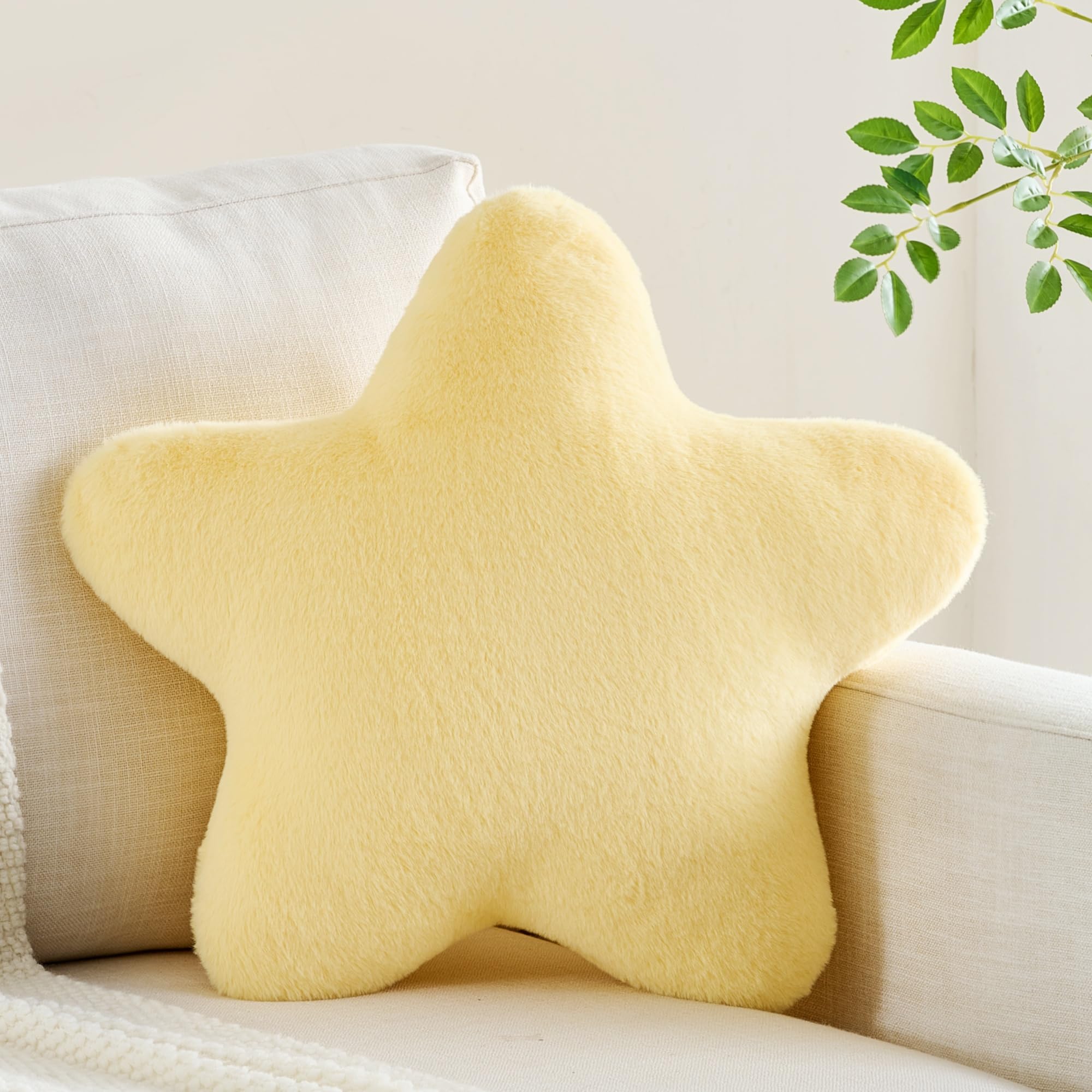 Star Pillow,Star Shaped Decorative Throw Pillow for Bed Couch,Yellow,15.7"