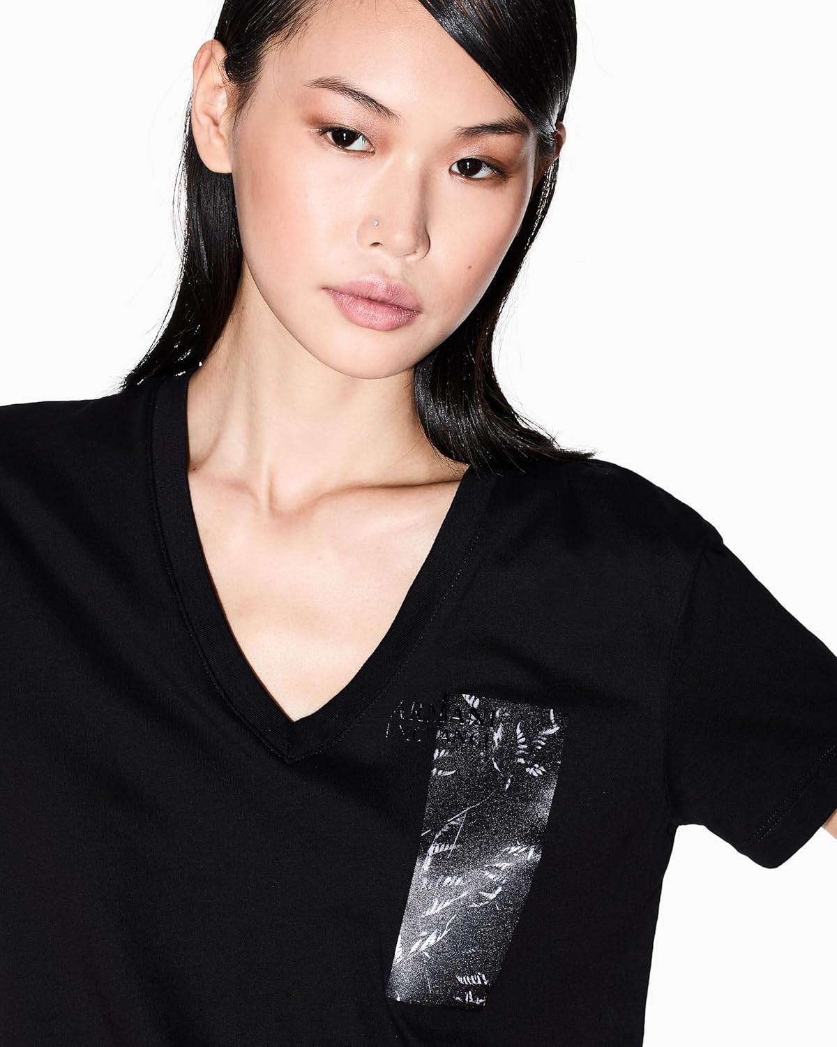 Armani Exchange Womens V Neck Graphic Tee - Image 2
