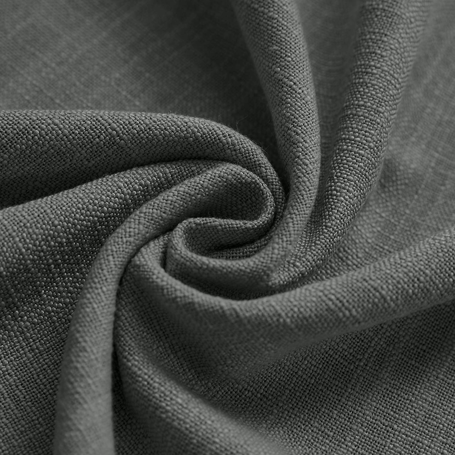 ChadMade L 140 x H 240 CM Gris Carbone Rideau en Faux H Lin Draperies Occultants Double Face, Rideau à Oeillets Bronze Antique Assombrissant pour Porte Coulissante Verre Patio Salon (1 Panneau)