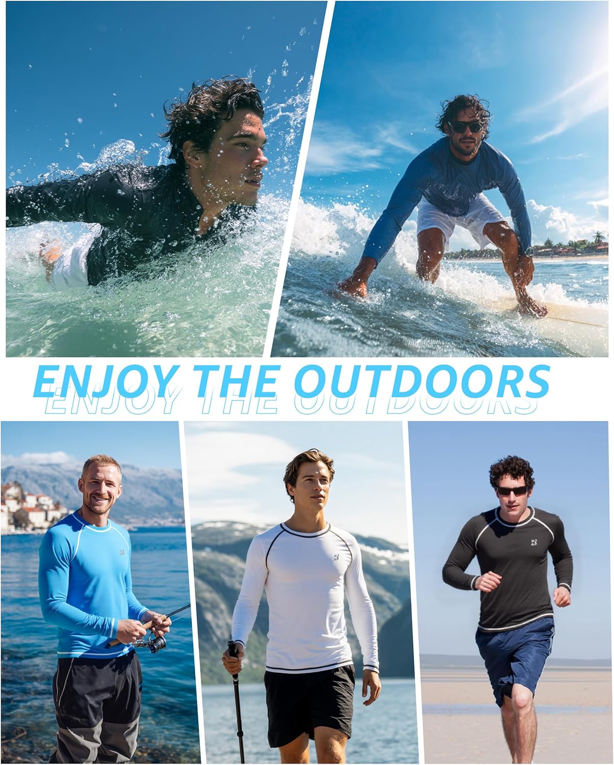 Roadbox Mens Sun Protection Swim Shirt, Long Sleeve UPF 50+ Rash Guard, Quick-Dry Fishing Shirts for Beach Surfing Hiking - Image 6