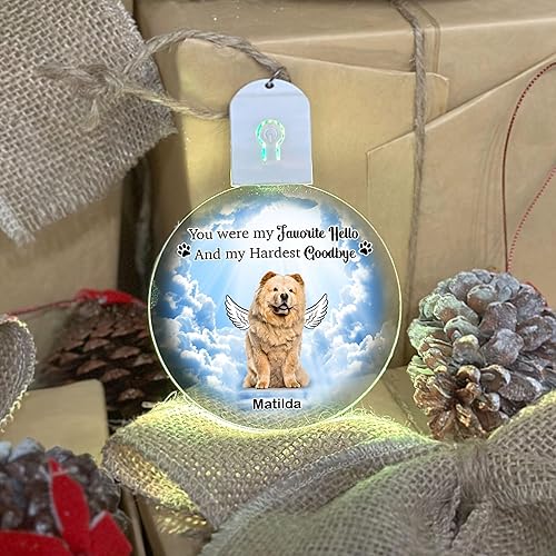 Miniatura 3 de Prezzy Chow Chow - Regalos conmemorativos para perros, adorno LED personalizado para decoración del árbol de Navidad, regalo de condolencia por