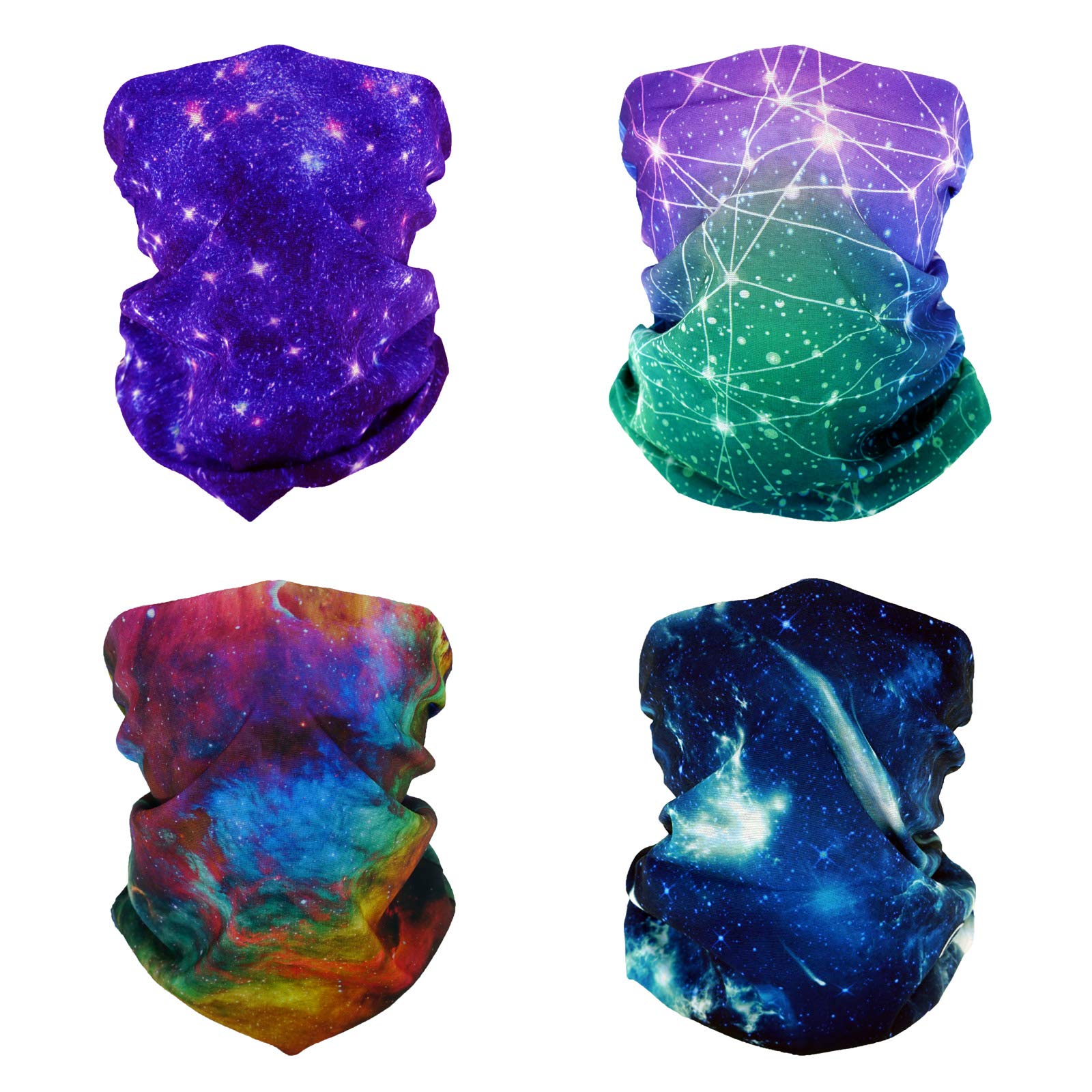 SMEHCF 4 Headband Bandana Balaclava Half Face Mask Shield Head Hair Scarf Neck Gaiter Hat Multipurpose For WoMen Men Breathable Reusable Washable Universe Nebula Galaxy Constellation Blure Orange