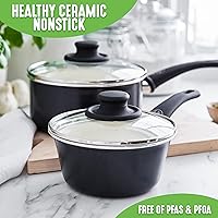 Vista 2 de GreenLife Soft Grip - Juego de cacerolas de 1 cuarto de galón y 2 cuartos de galón, antiadherente cerámico saludable, no tóxico, libre de PFAS, apto