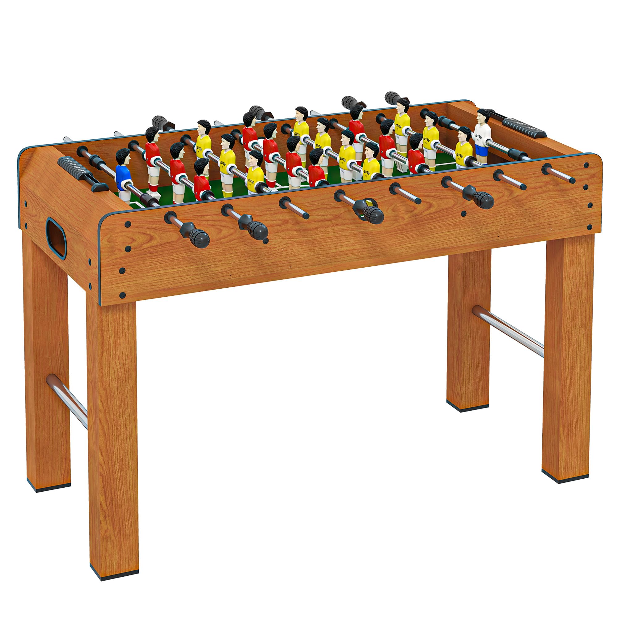 HOMCOM Futbolín de Madera Profesional para Niños y Adultos Mesa de Futbolín con 8 Barras y 2 Pelotas para Casa o Salas de Juego Fácil de Montar 122x61x80,​7 cm Natural