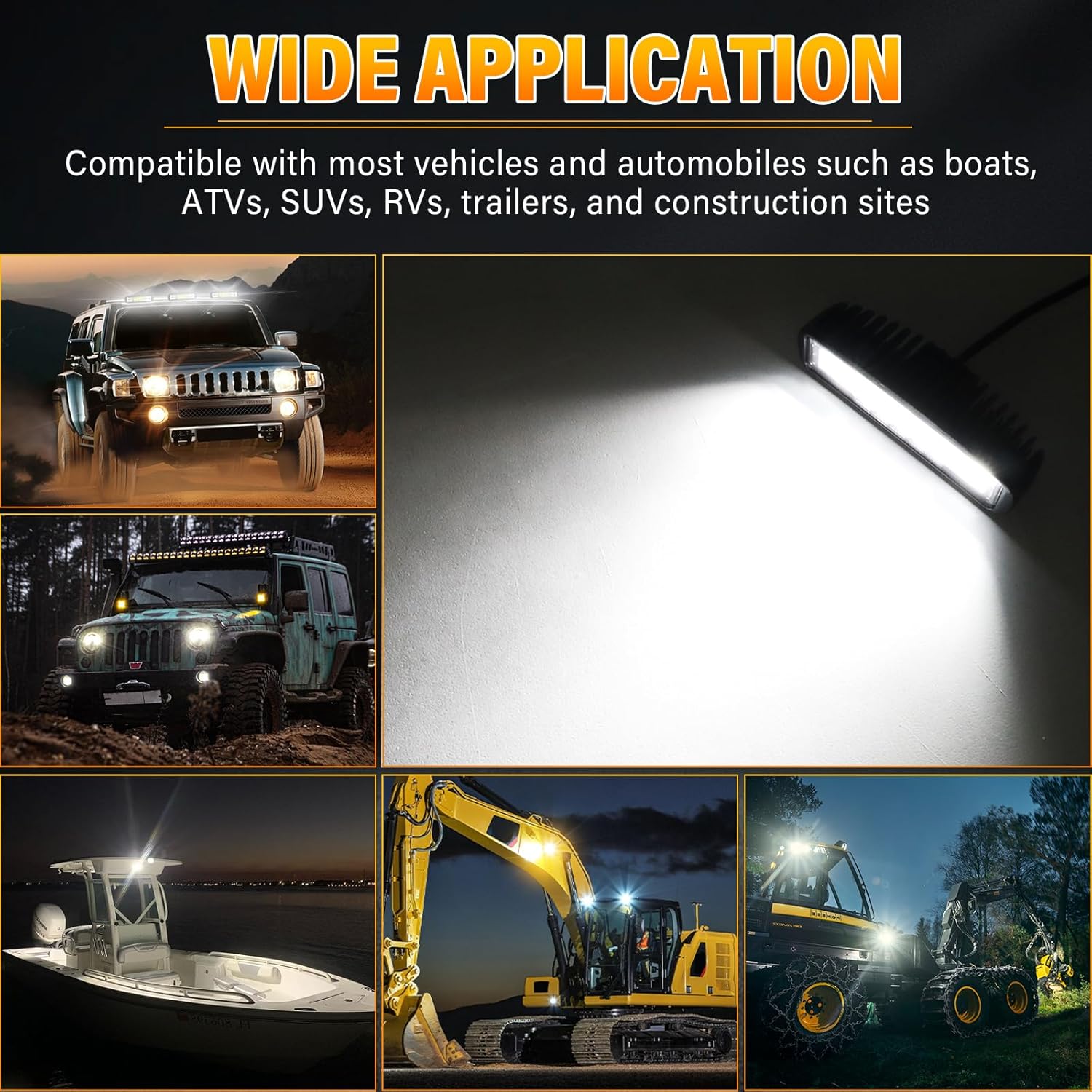 SKYWORLD 10PCS 6 inch 24W Led Work Light Bar, Spot Flood Combo Beam LED Bar Lights Off Road Driving Lights Fog Lamp 12V 24V Waterproof for Car Truck Tractor SUV ATV 4x4 4WD Boat, 6000K White