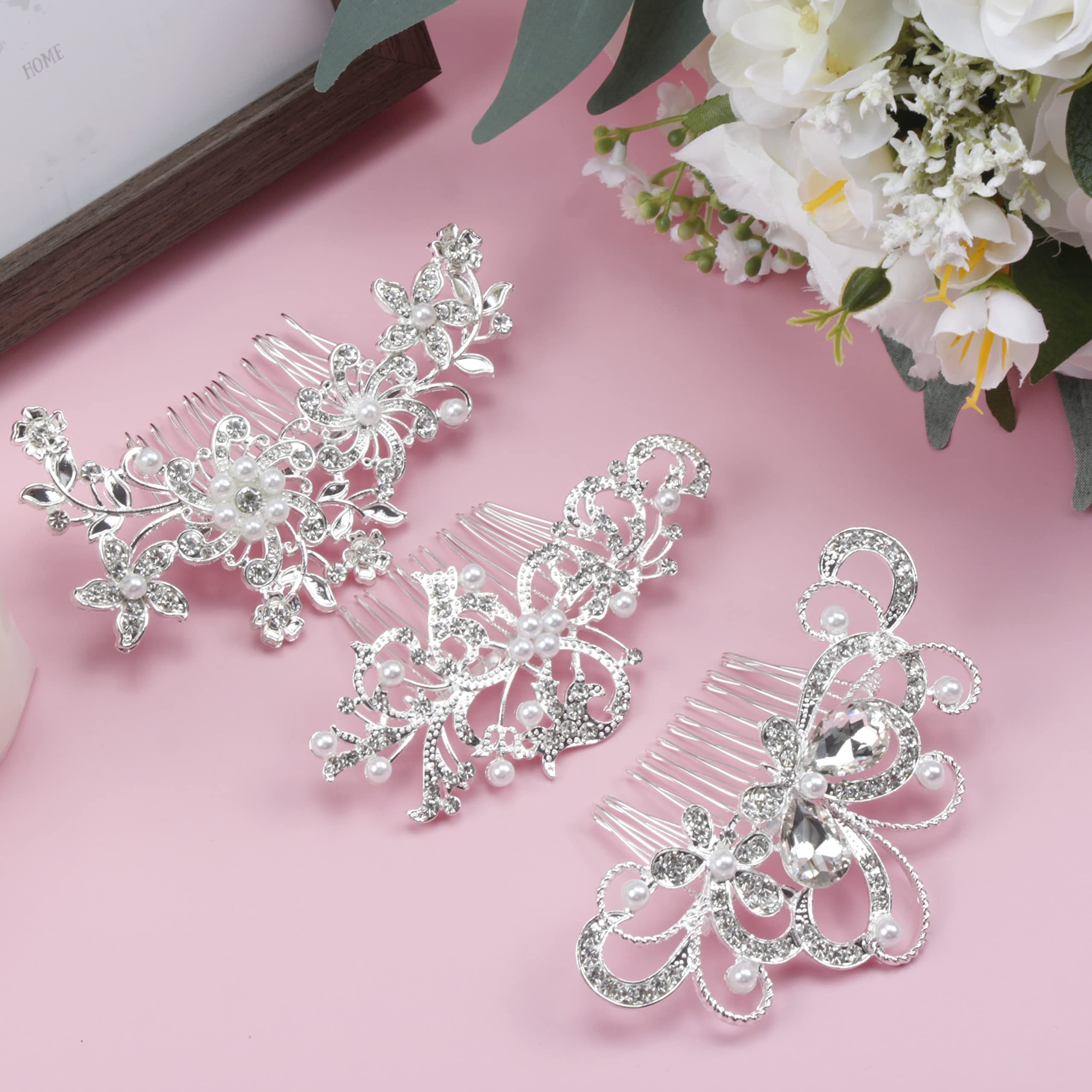50 pezzi pettine per capelli da sposa, accessori per capelli da sposa, pettine laterale per capelli a forma di U con perle di strass per capelli per spose e damigelle d'onore