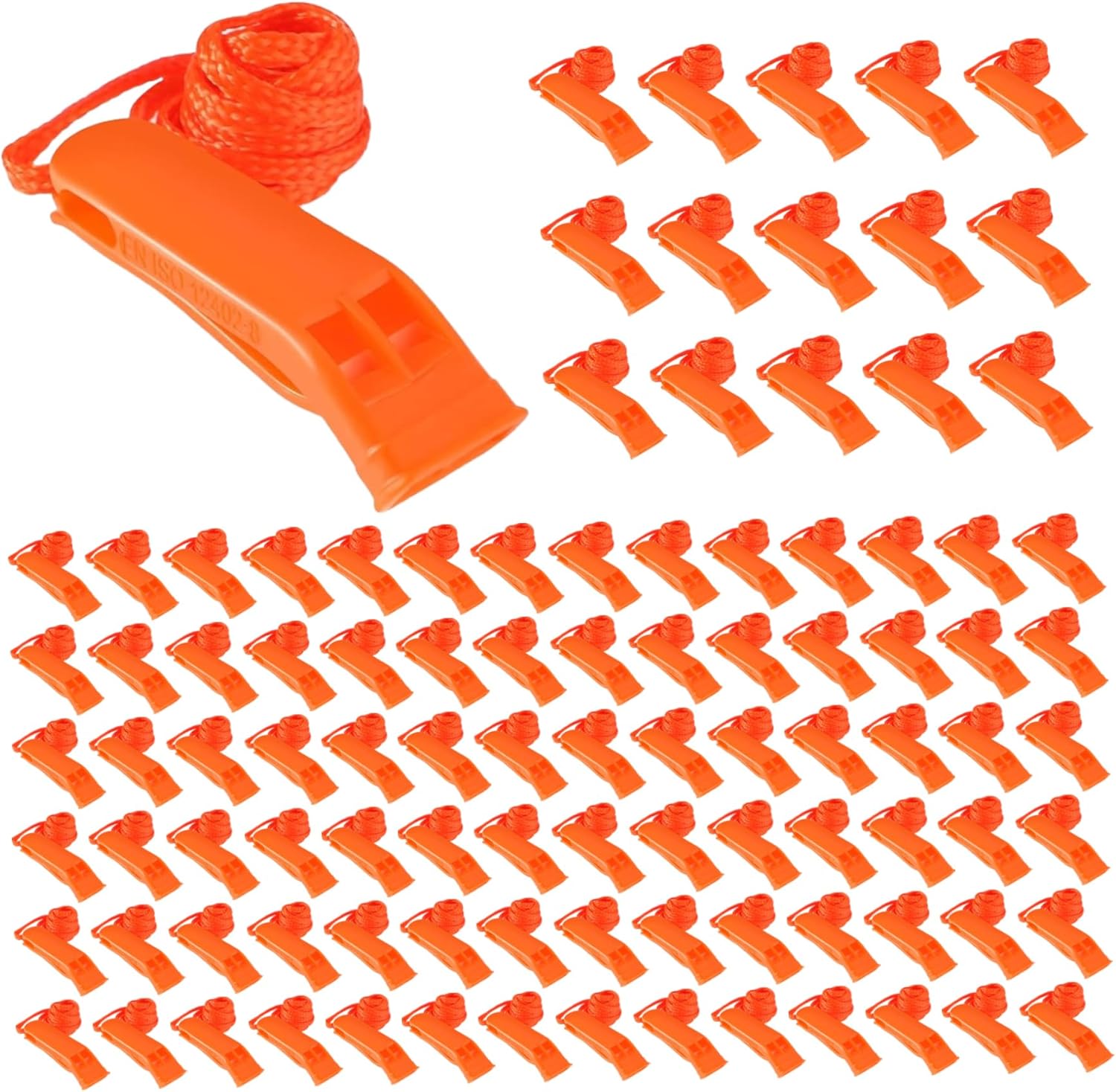 Emergency Whistle 100PCS Loud Plastic Safety Whistle with Lanyard Survival Gear for Kayak Boating Fishing Boat Camping Hiking Hunting Emergency