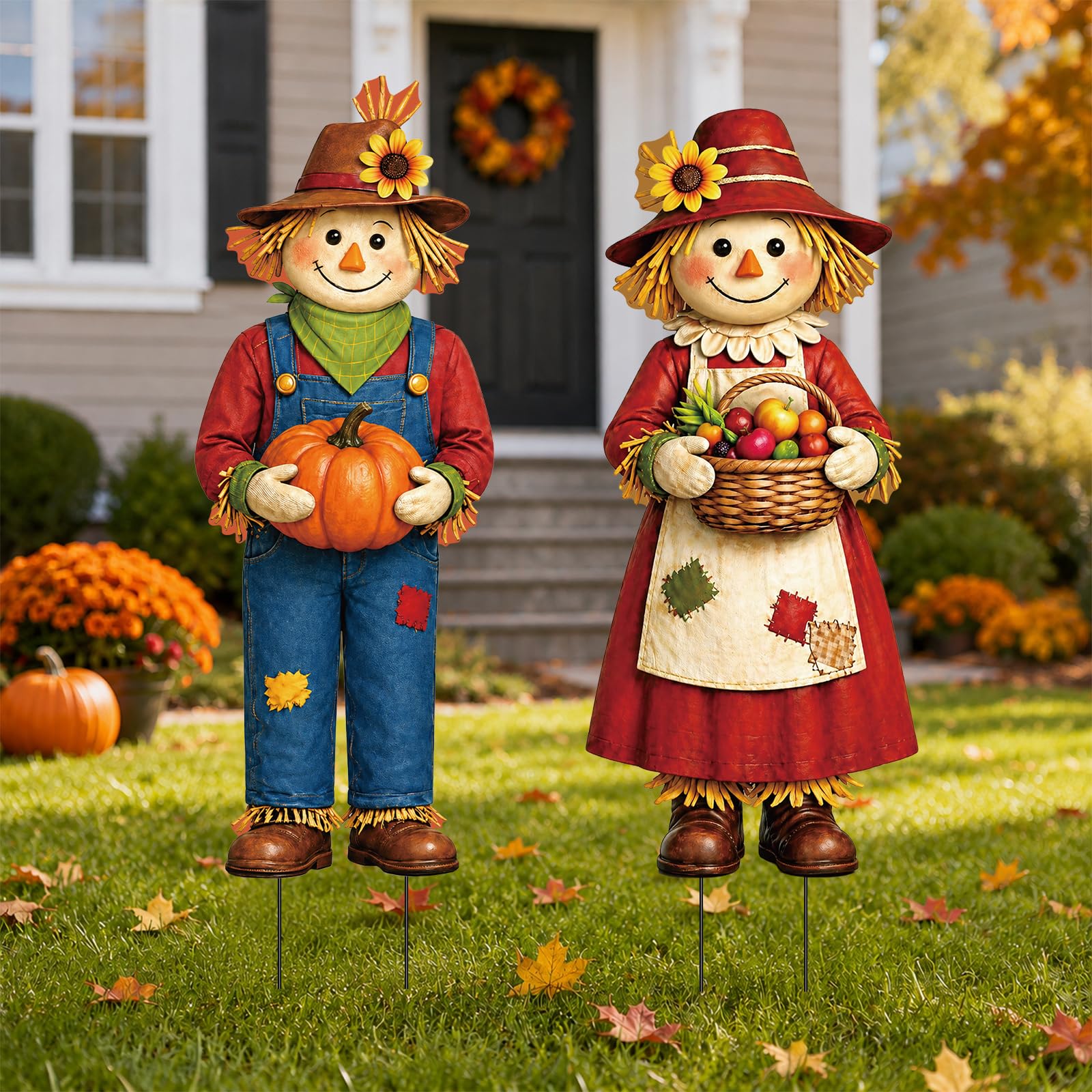 Photo 1 of VOCHIC 2-Pack Large Metal Scarecrow Yard Signs