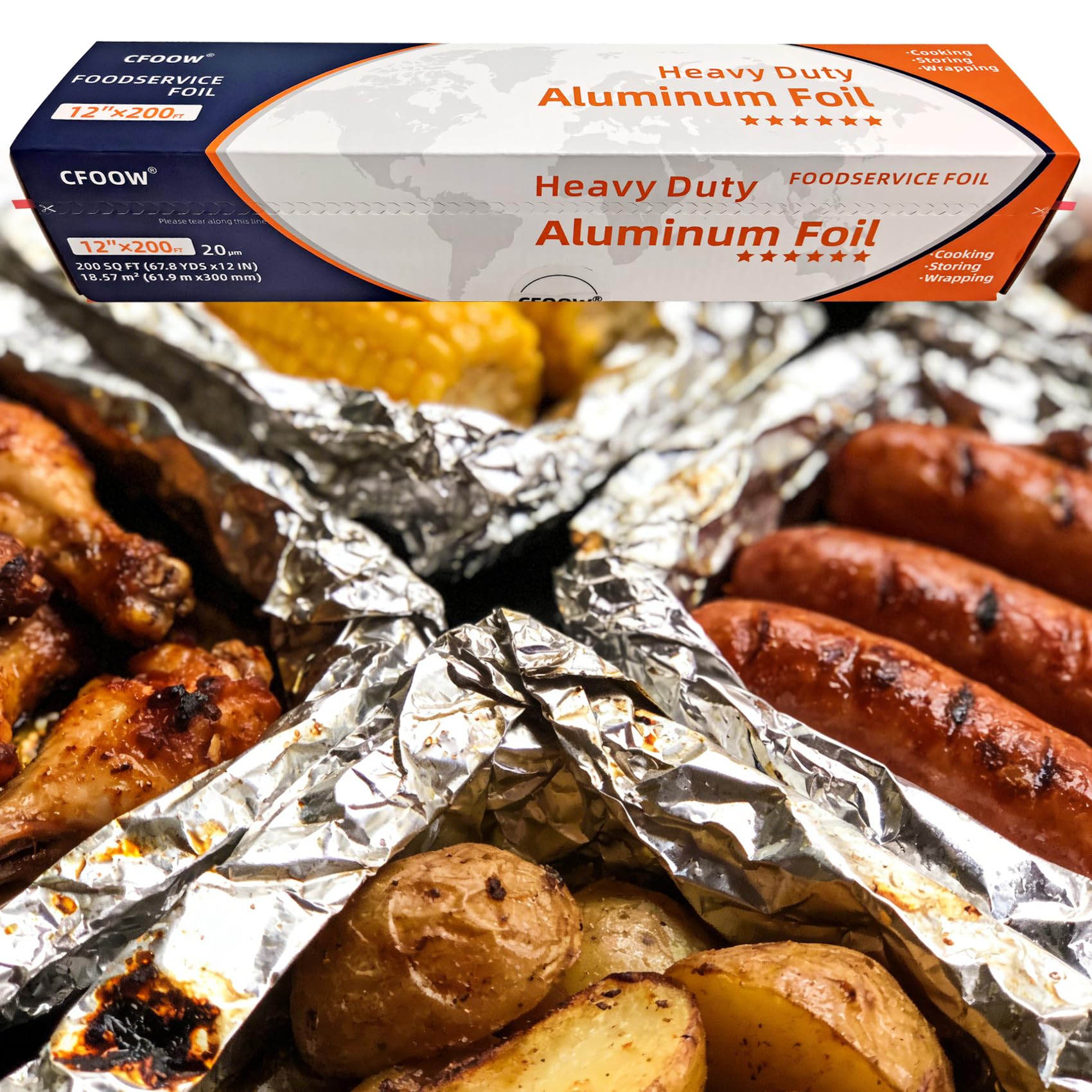 Carta Alluminio Extra Resistente – Spessore 20 Micron – 30 cm x 60 m – Per Airfryer, Forno & Barbecue – Con Taglierino Integrato – Qualità Professionale
